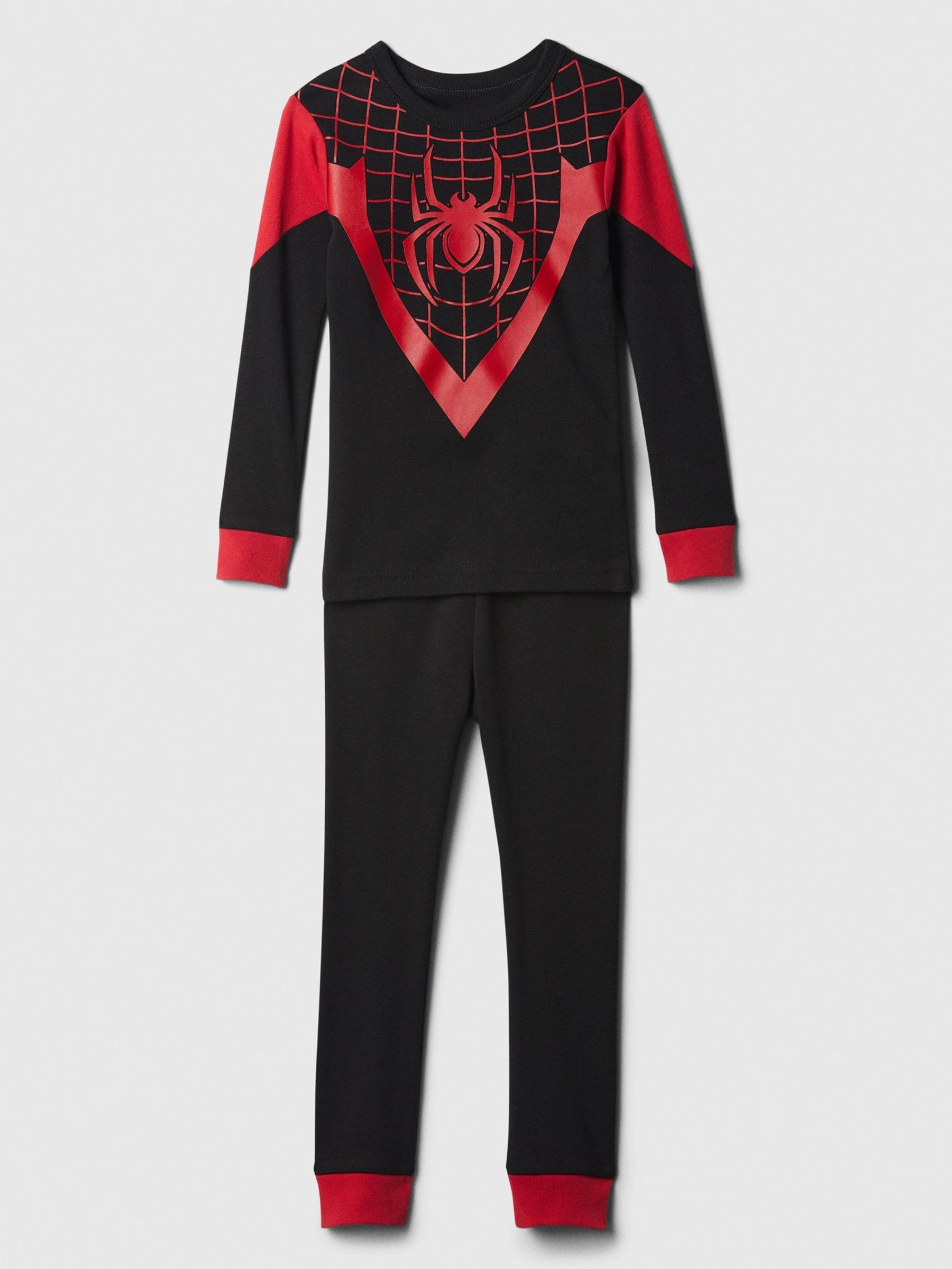 Black Marvel Spider-Man Cotton Long Sleeve Pyjamas (6mths-5yrs) - Image 1 of 3