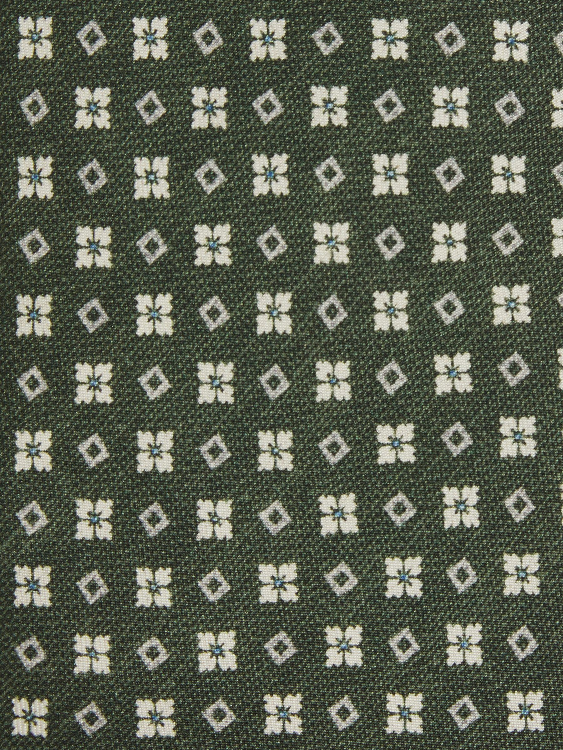 Silk Medallion Print Tie in Olive - Image 5 of 5