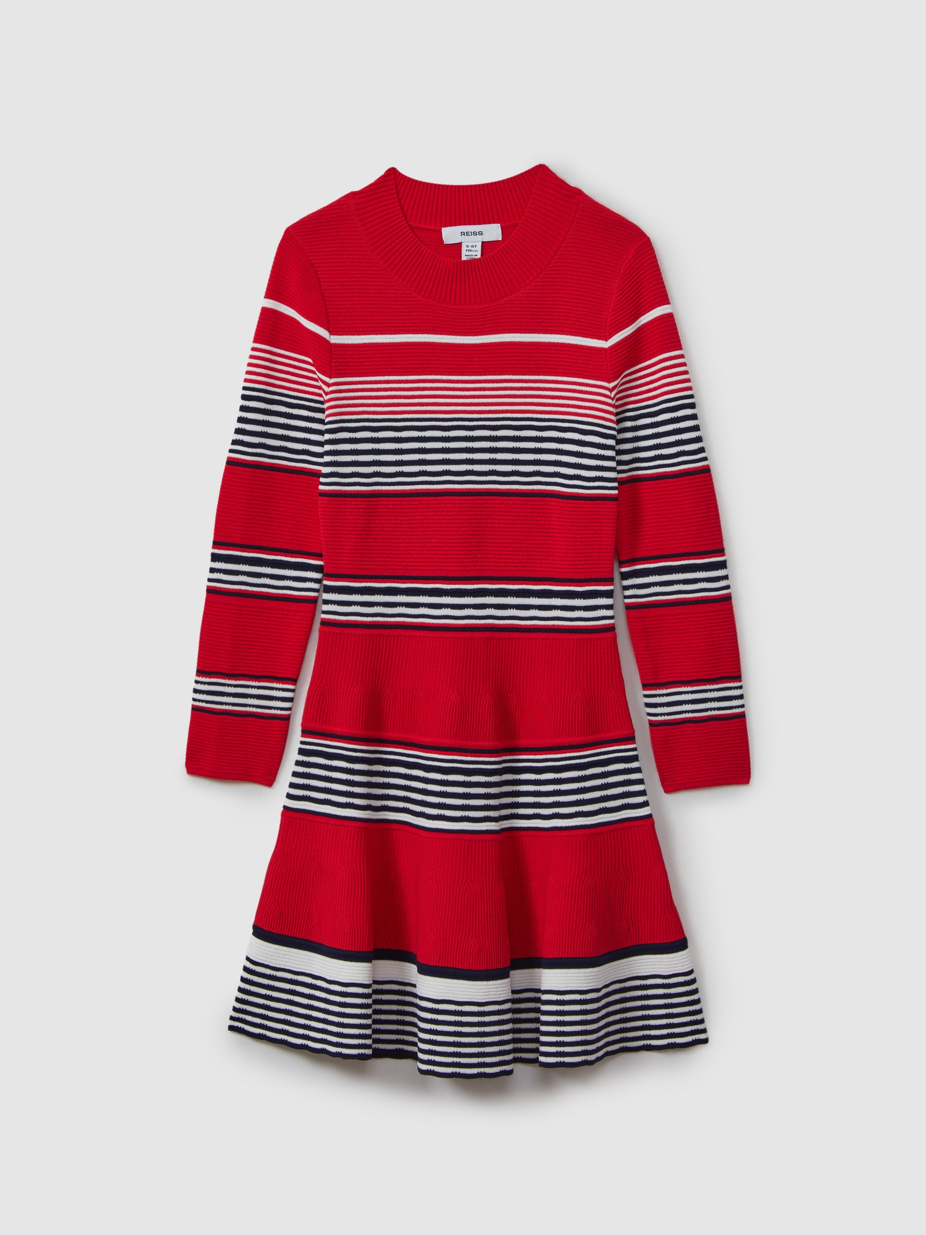 13-14 yrs Knitted Striped Skater Dress in Red - Image 1 of 4