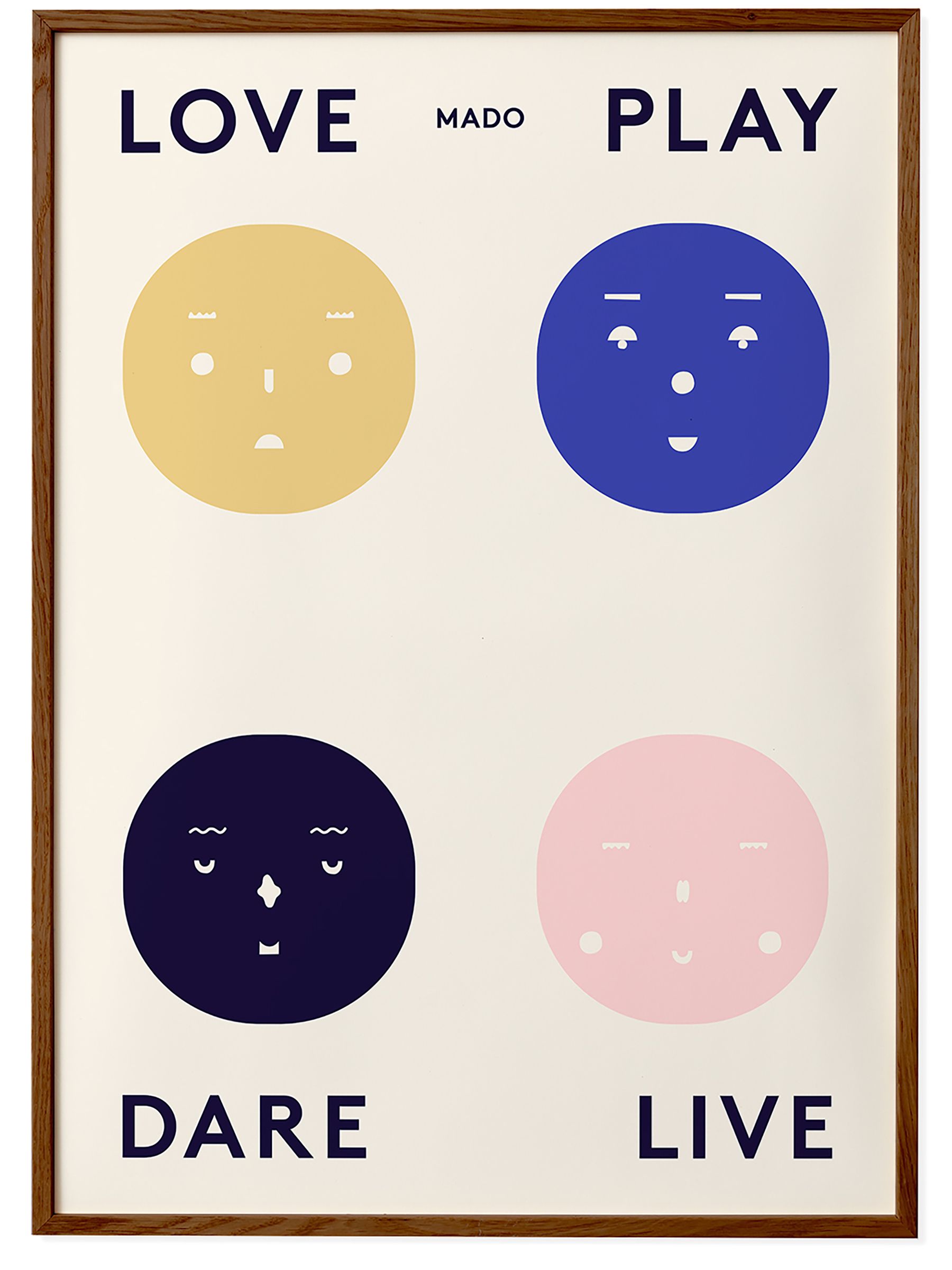 Paper Collective Cream Four Feelings Framed Wall Art Print in Dark Oak Frame - Image 1 of 5