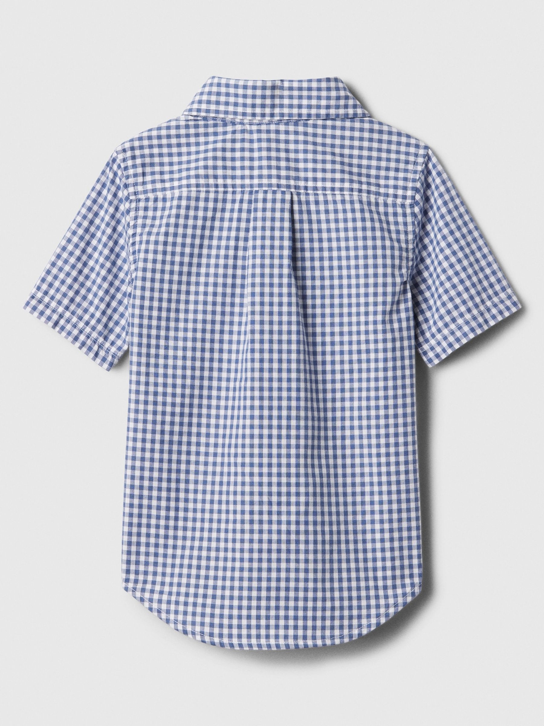 Blue Check Cotton Short Sleeve Poplin Baby Shirt (Newborn-5yrs) - Image 2 of 3