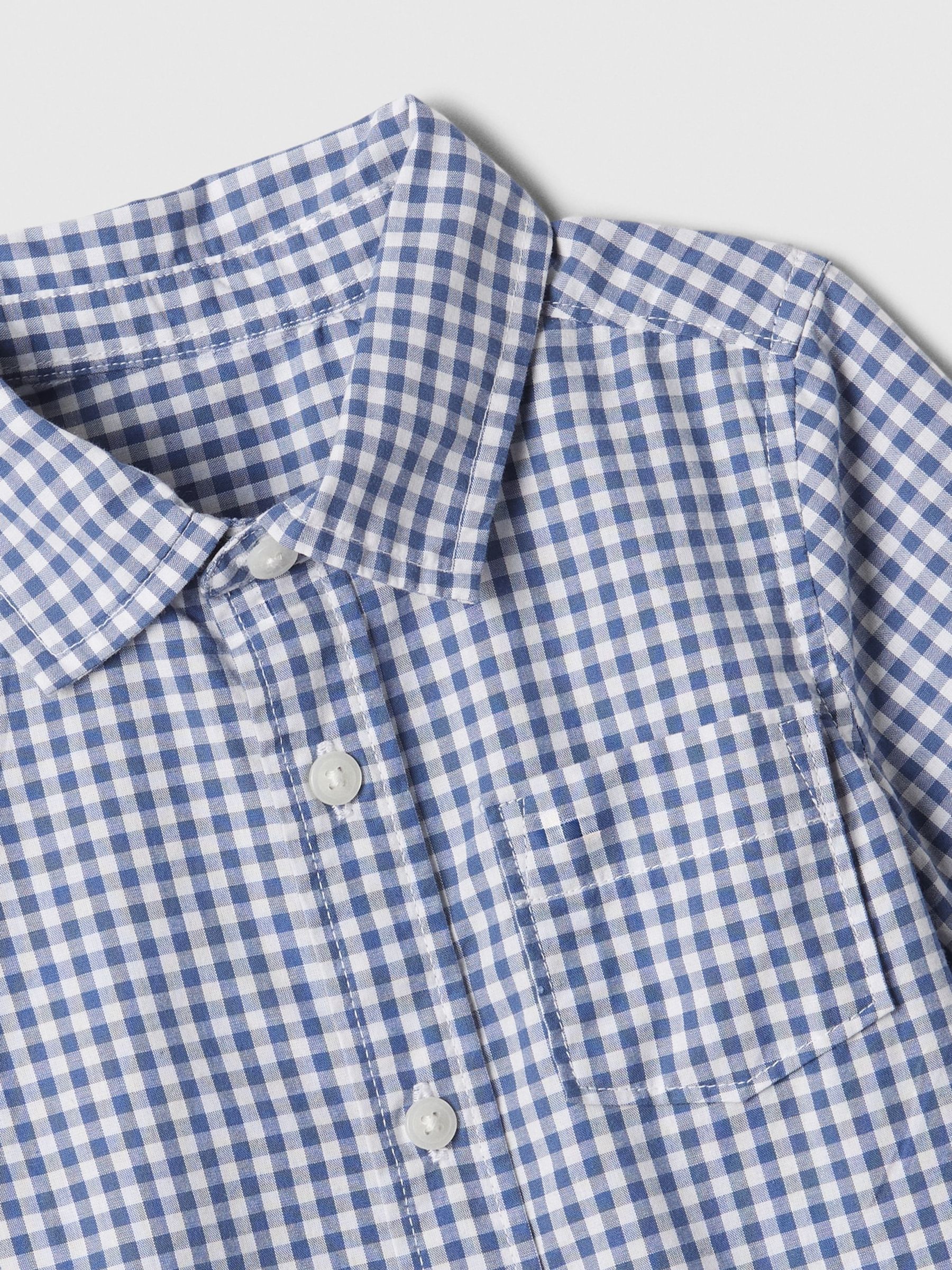 Blue Check Cotton Short Sleeve Poplin Baby Shirt (Newborn-5yrs) - Image 3 of 3