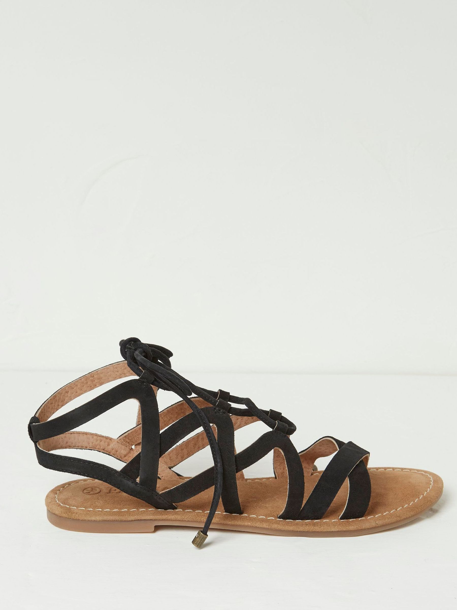 Renna Black Ghillie Lace Up Sandals FatFace