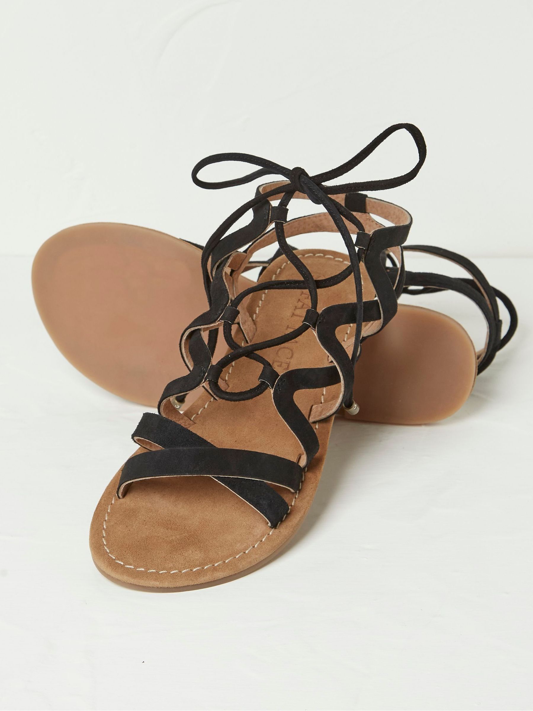 Renna Black Ghillie Lace Up Sandals - Image 3 of 4