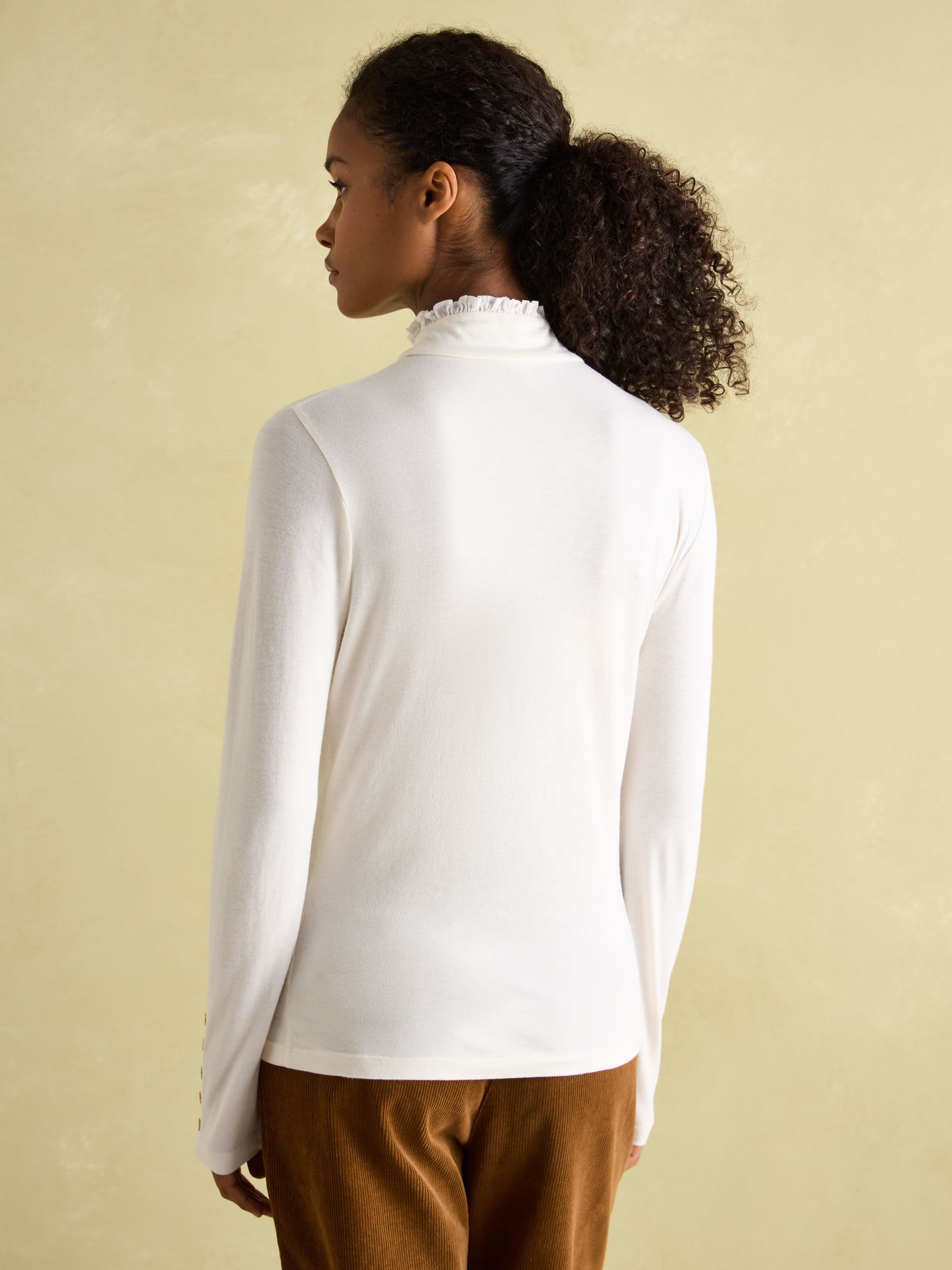 Amy Cream Long Sleeve High Neck Jersey Top - Image 2 of 9