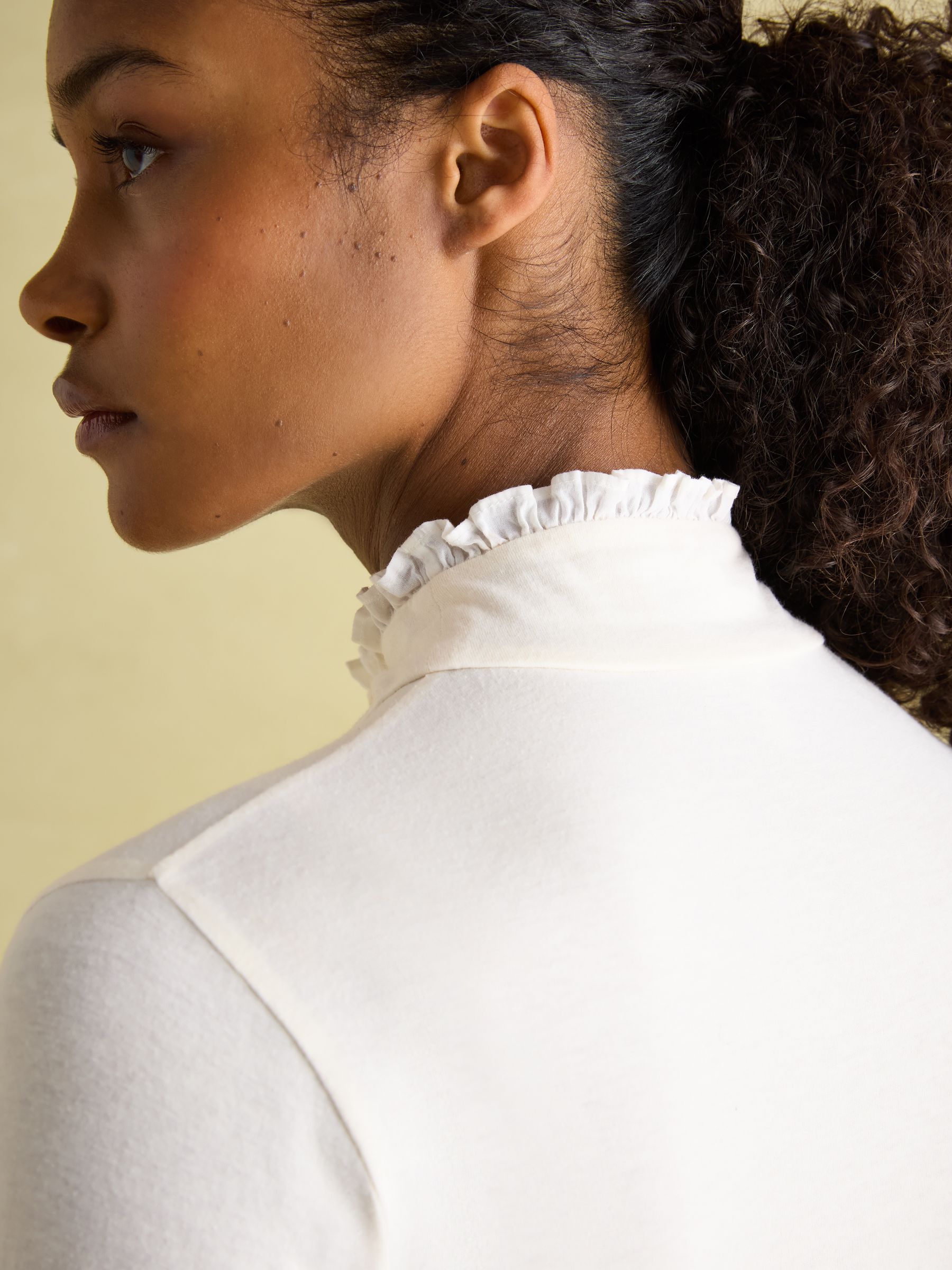 Amy Cream Long Sleeve High Neck Jersey Top - Image 5 of 9