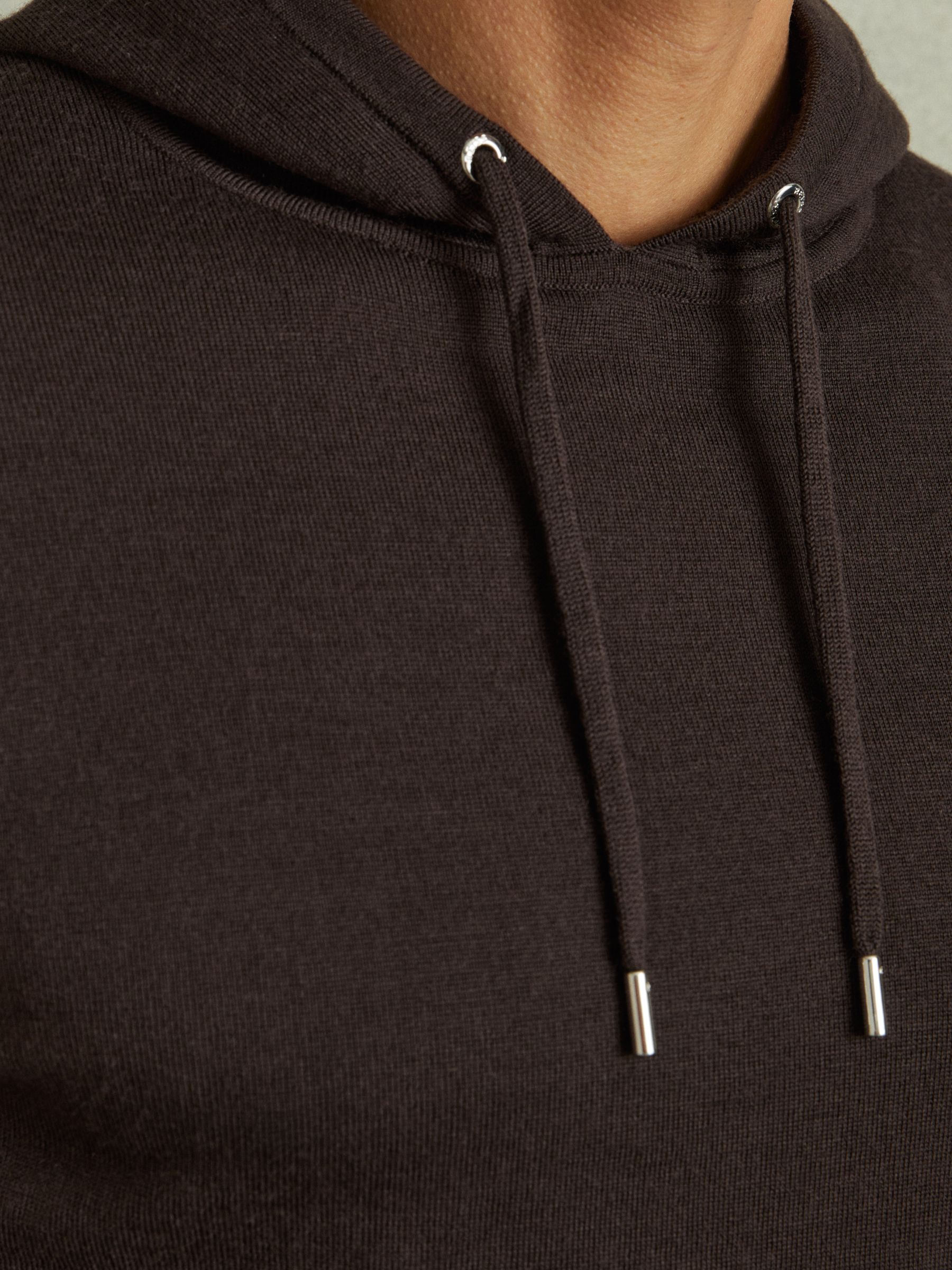 Merino Wool Drawstring Hoodie in Coco Brown - Image 3 of 5