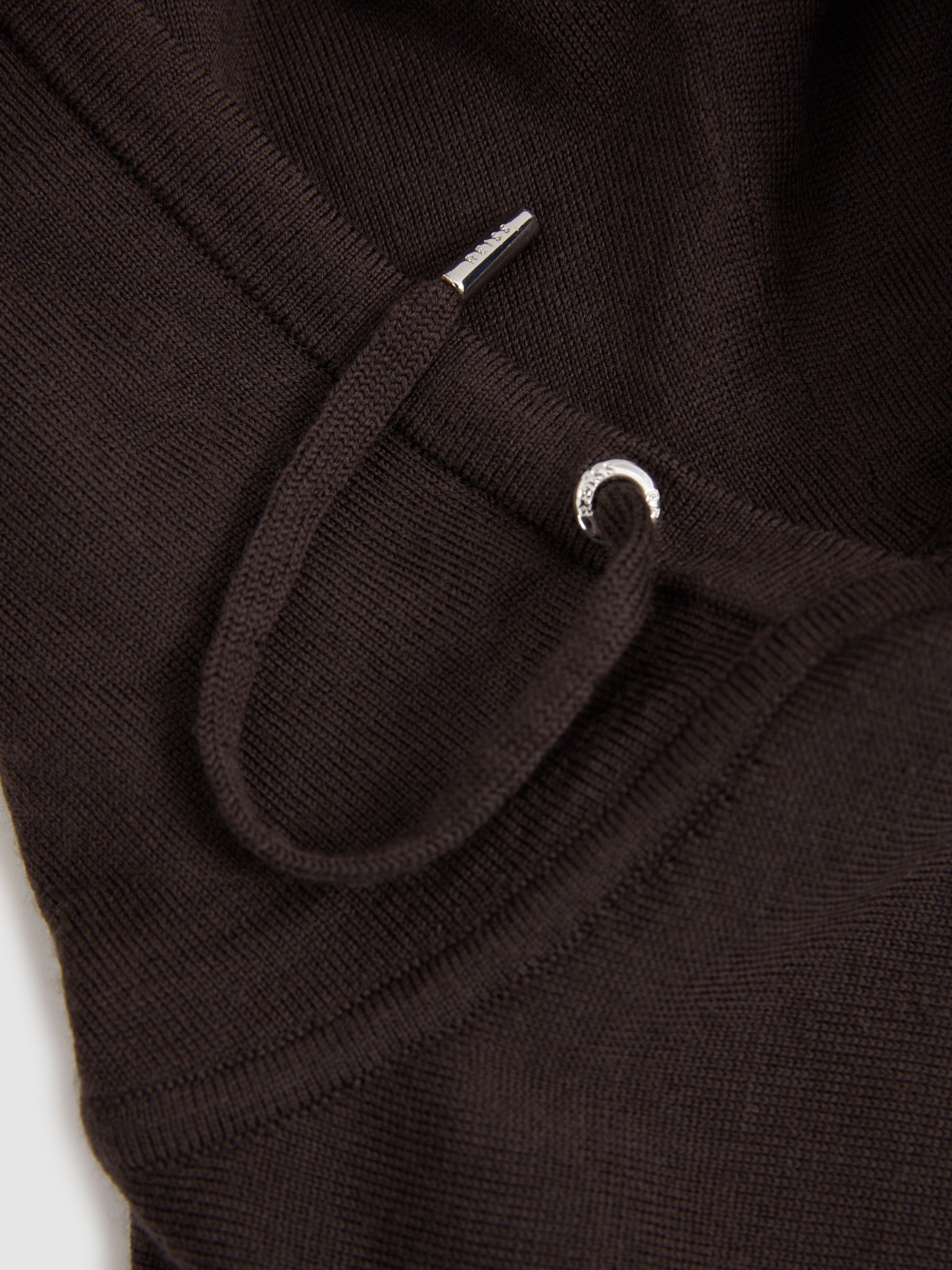 Merino Wool Drawstring Hoodie in Coco Brown - Image 5 of 5