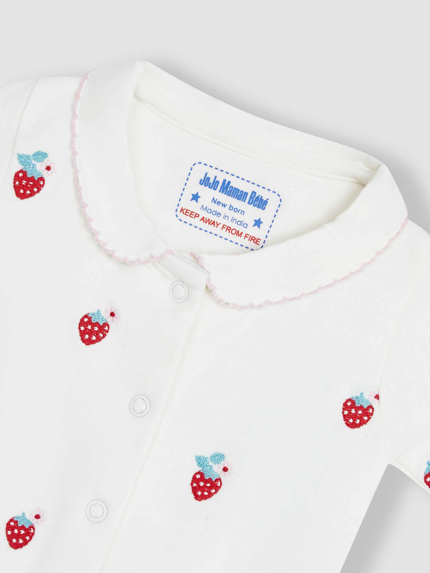 Strawberry Baby Personalised Embroidered Cotton Sleepsuit - Image 4 of 5