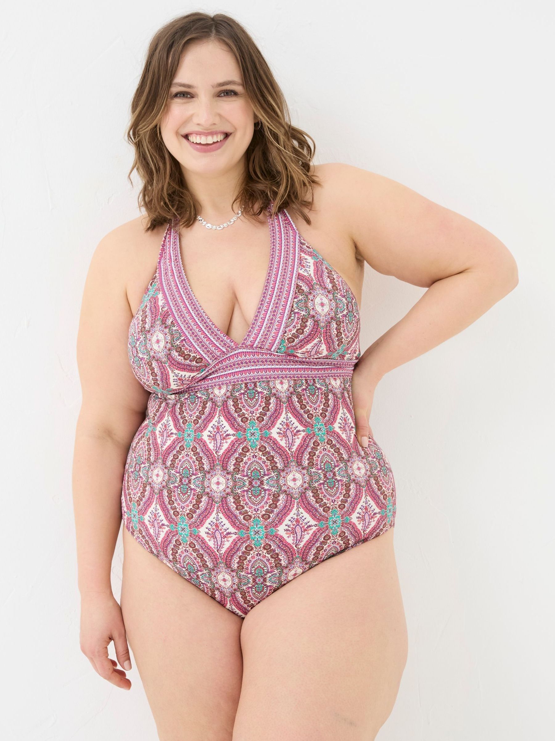 Serena Pink Detail Paisley Swimsuit - Image 5 of 6