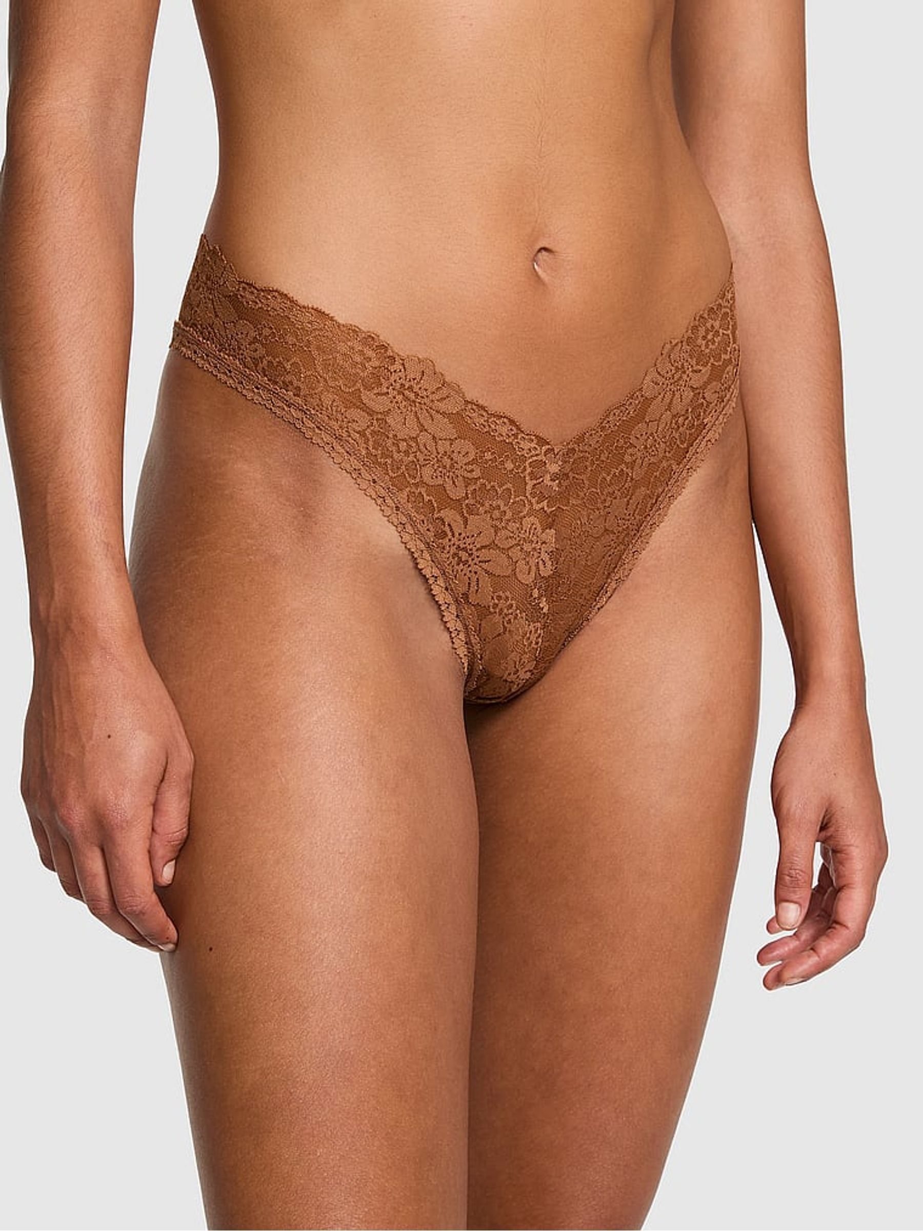 Caramel Nude Brazilian Floral Lace Knickers - Image 1 of 1