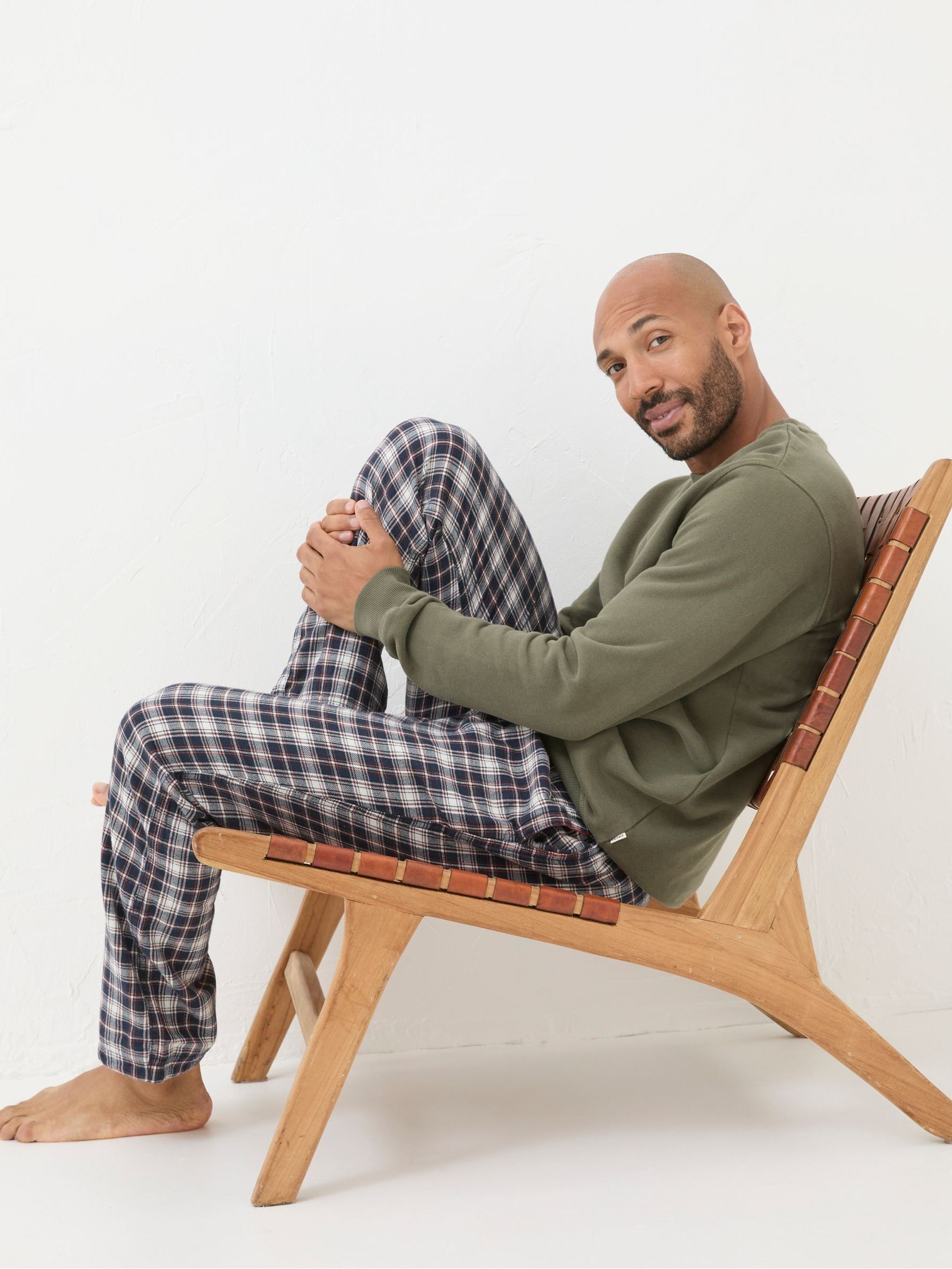 Cranleigh Navy Blue Check Pyjama Bottoms - Image 3 of 5