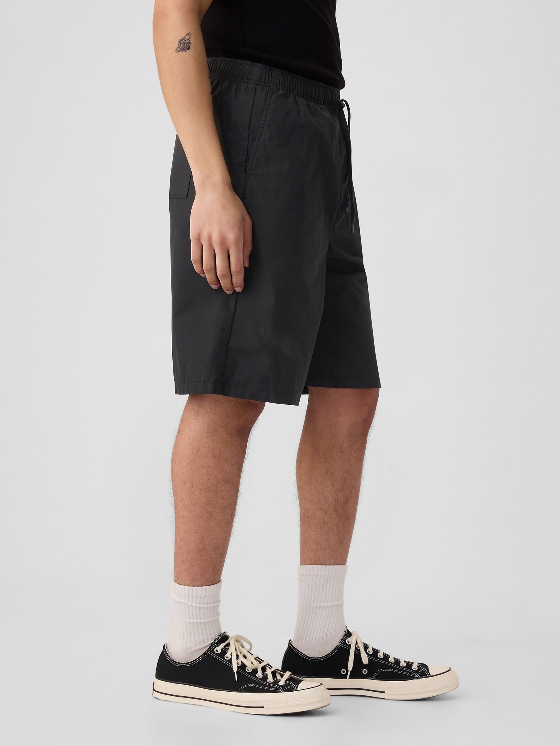 Black Poplin Easy Pull On Shorts - Image 3 of 5