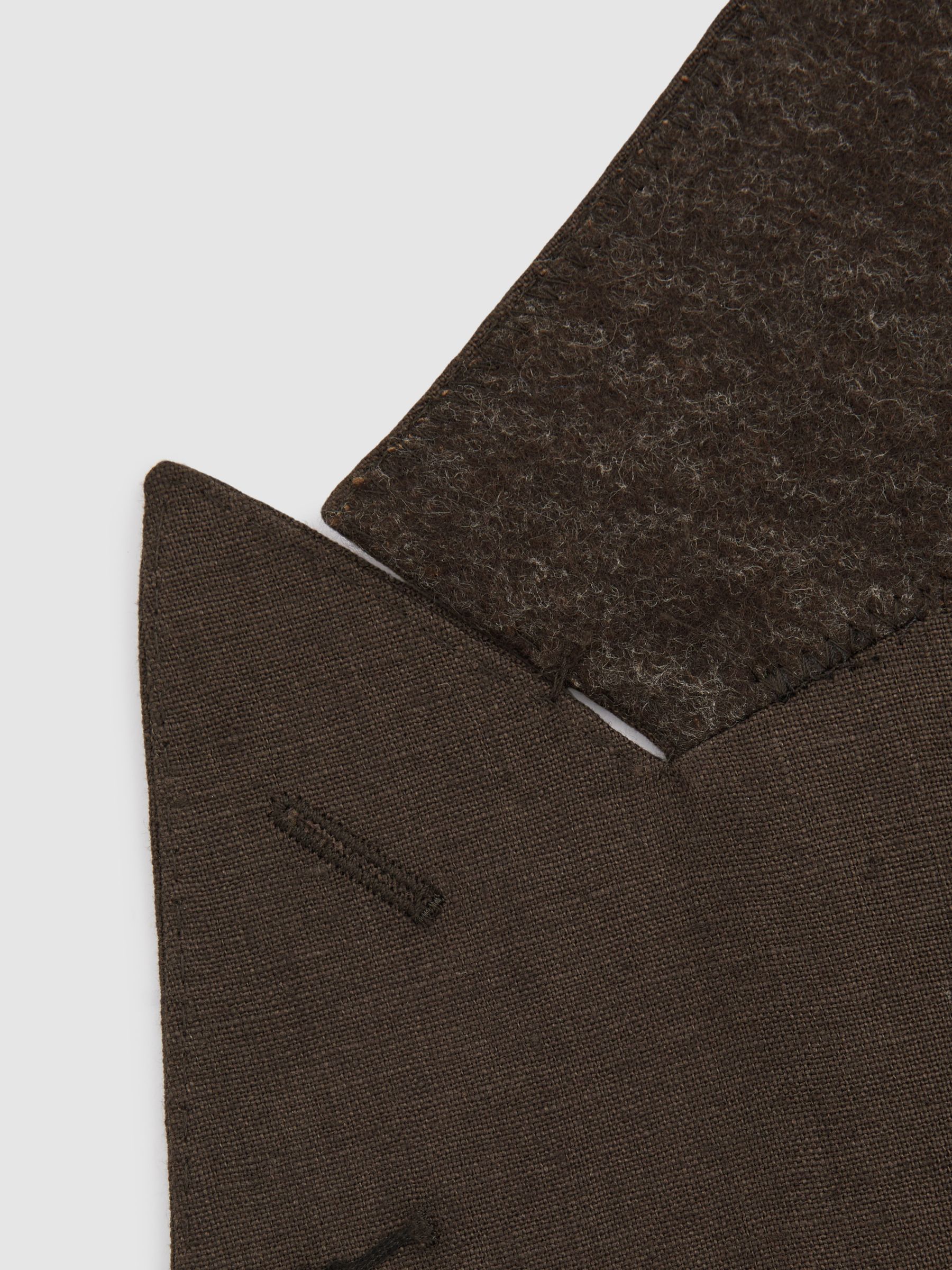 Oscar Jacobson Linen Double Breasted Blazer in Brown - Image 6 of 7