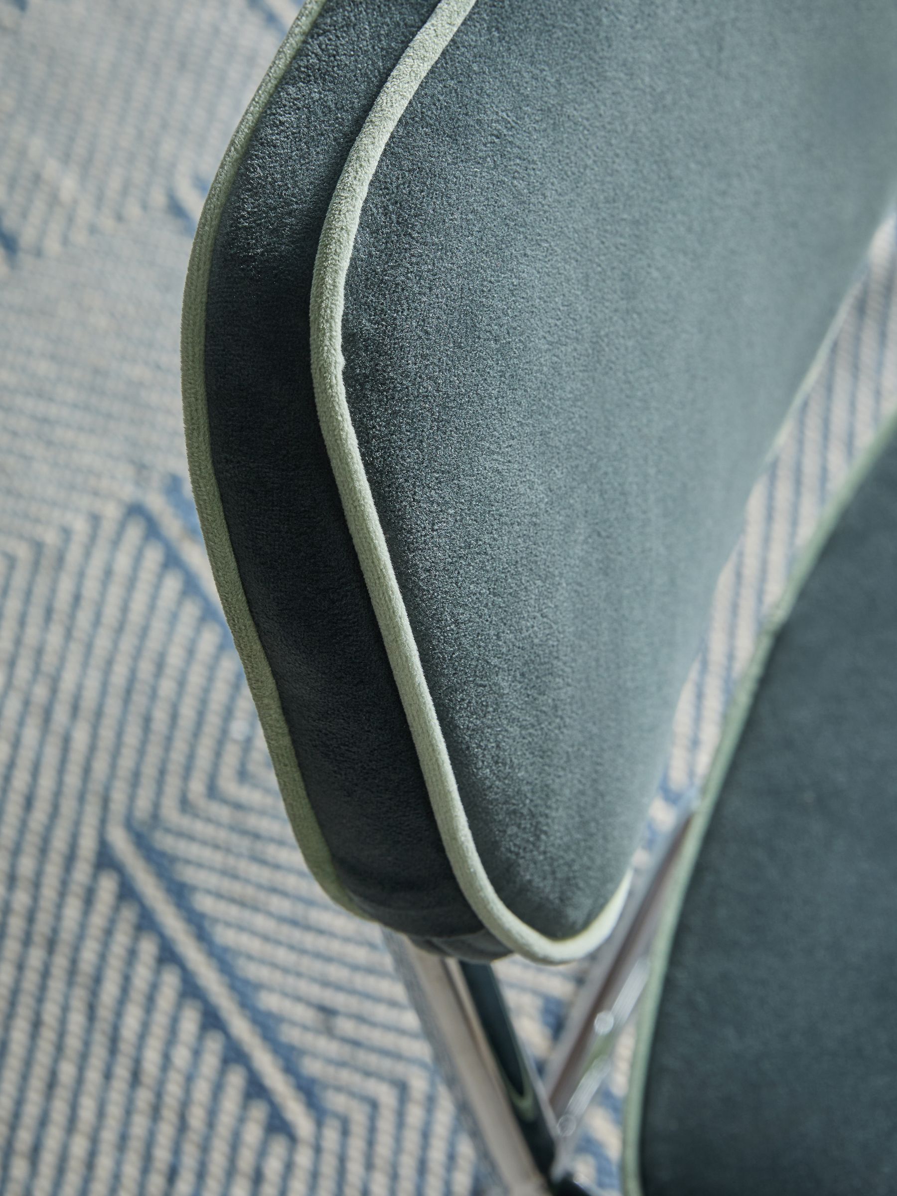 Set of 2 Parker Dining Chairs in Velvet in Grey with Jade Green Piping - Image 4 of 6