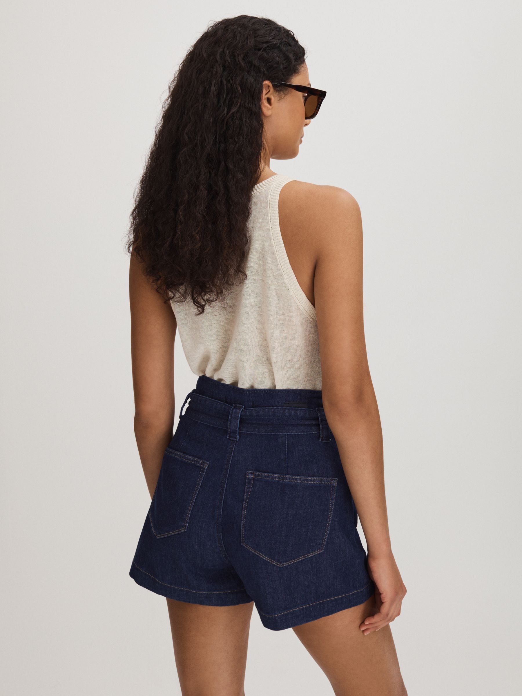 Paige Belted Denim Shorts in Baltimore - Image 4 of 5