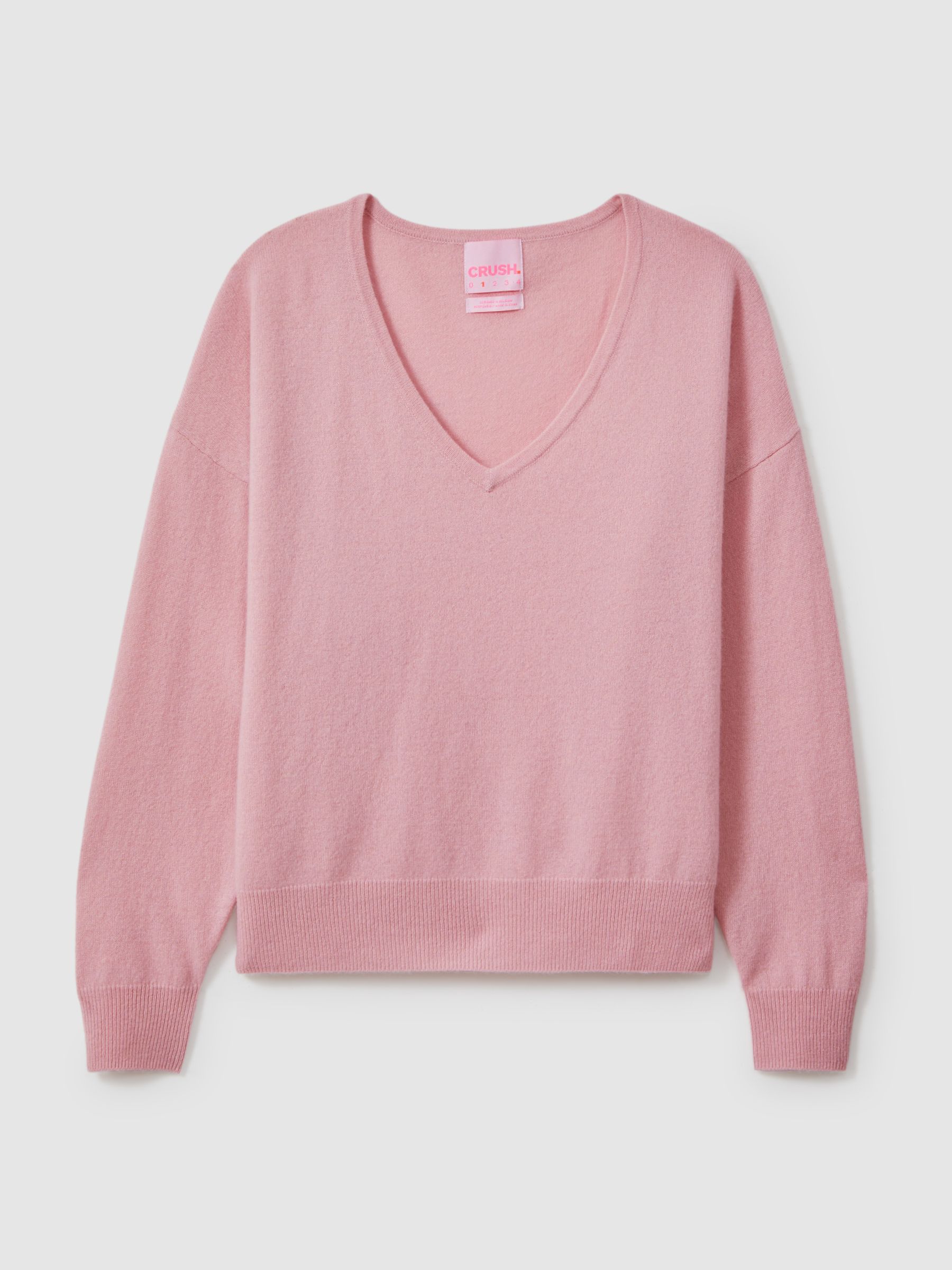 CRUSH Collection Cashmere V-Neck Jumper in Pink - Image 2 of 5