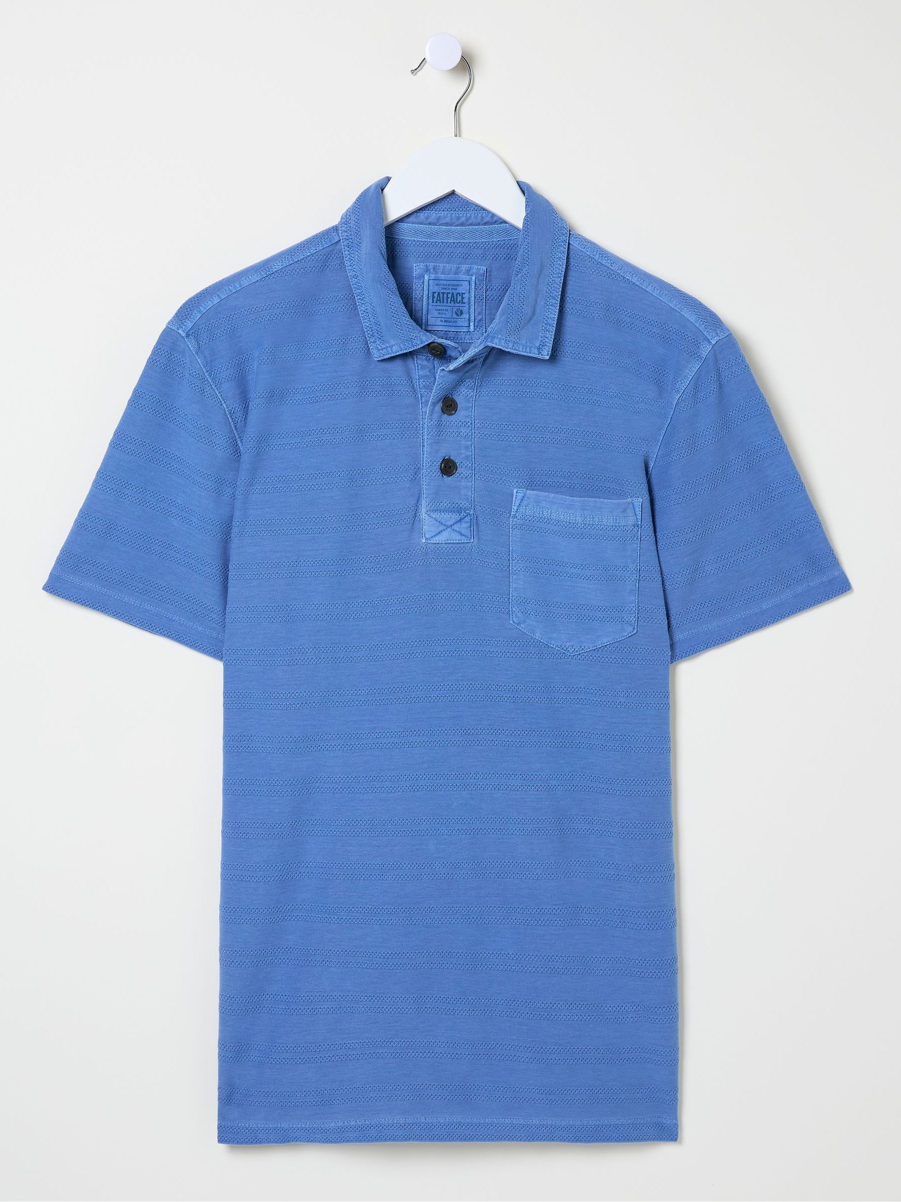Blue Textured Perranporth Polo Shirt - Image 1 of 1