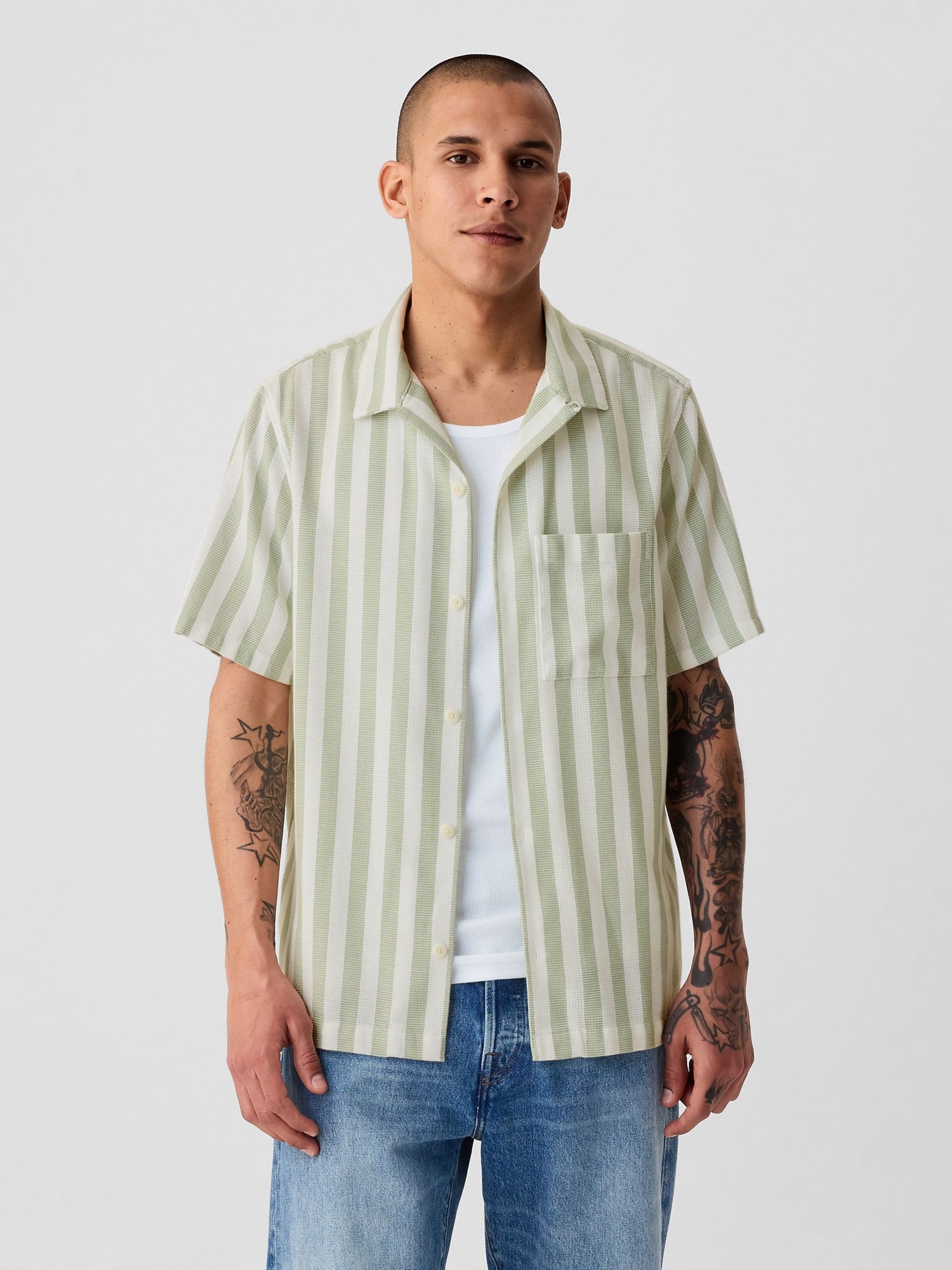 Green Textured Resort Short Sleeve Shirt - Image 2 of 5