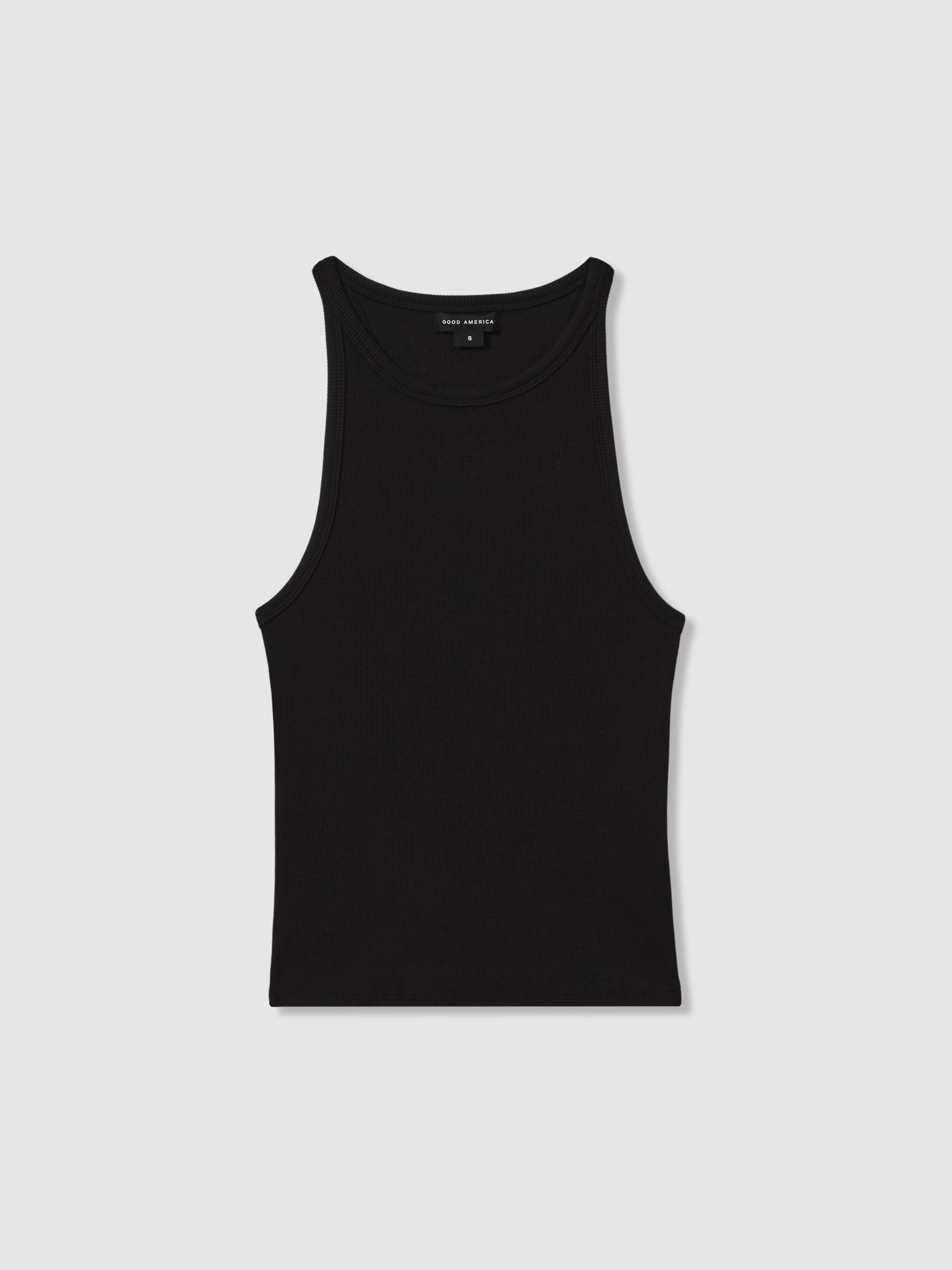 Good American Cotton Ribbed Vest in Black - Image 2 of 5