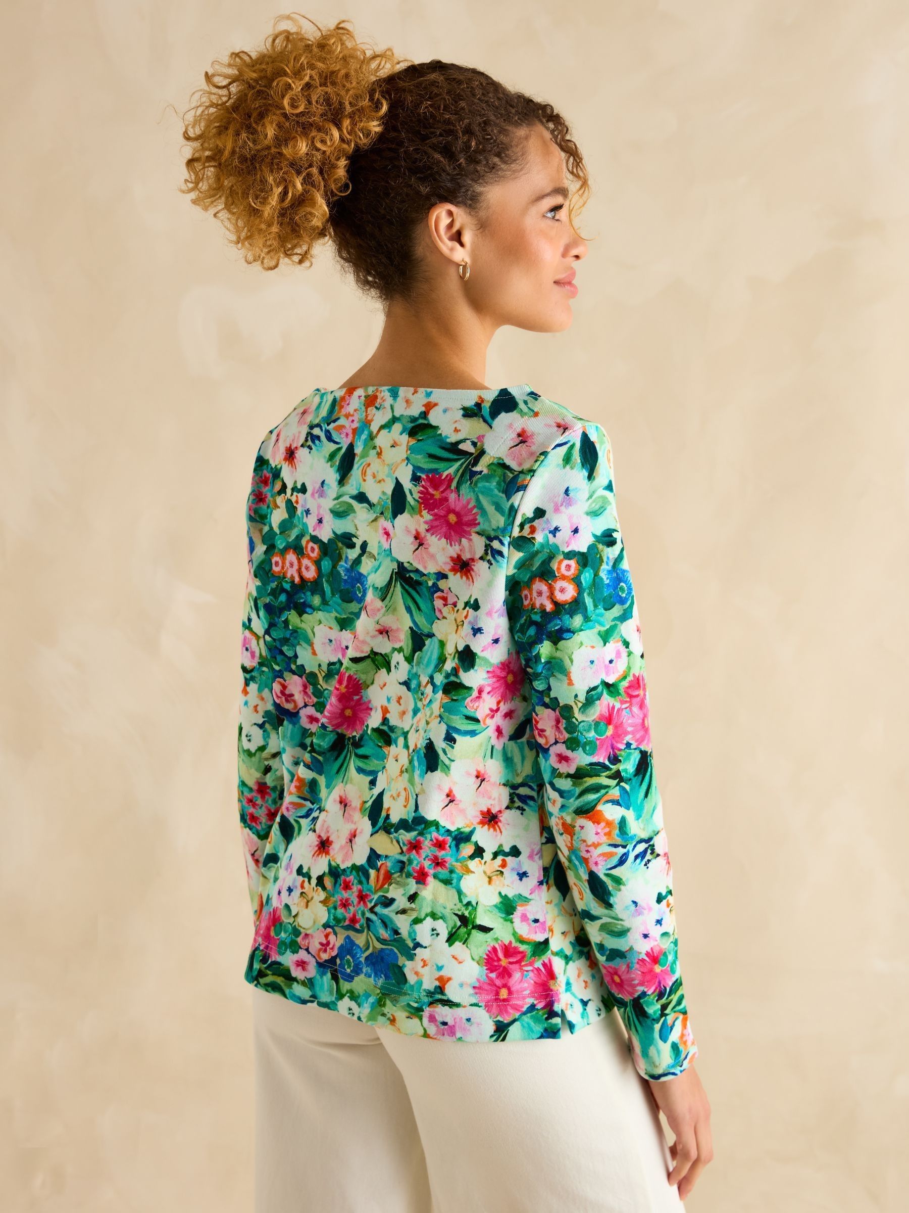 Harbour Multi Floral Boat Neck Printed Top | Joules