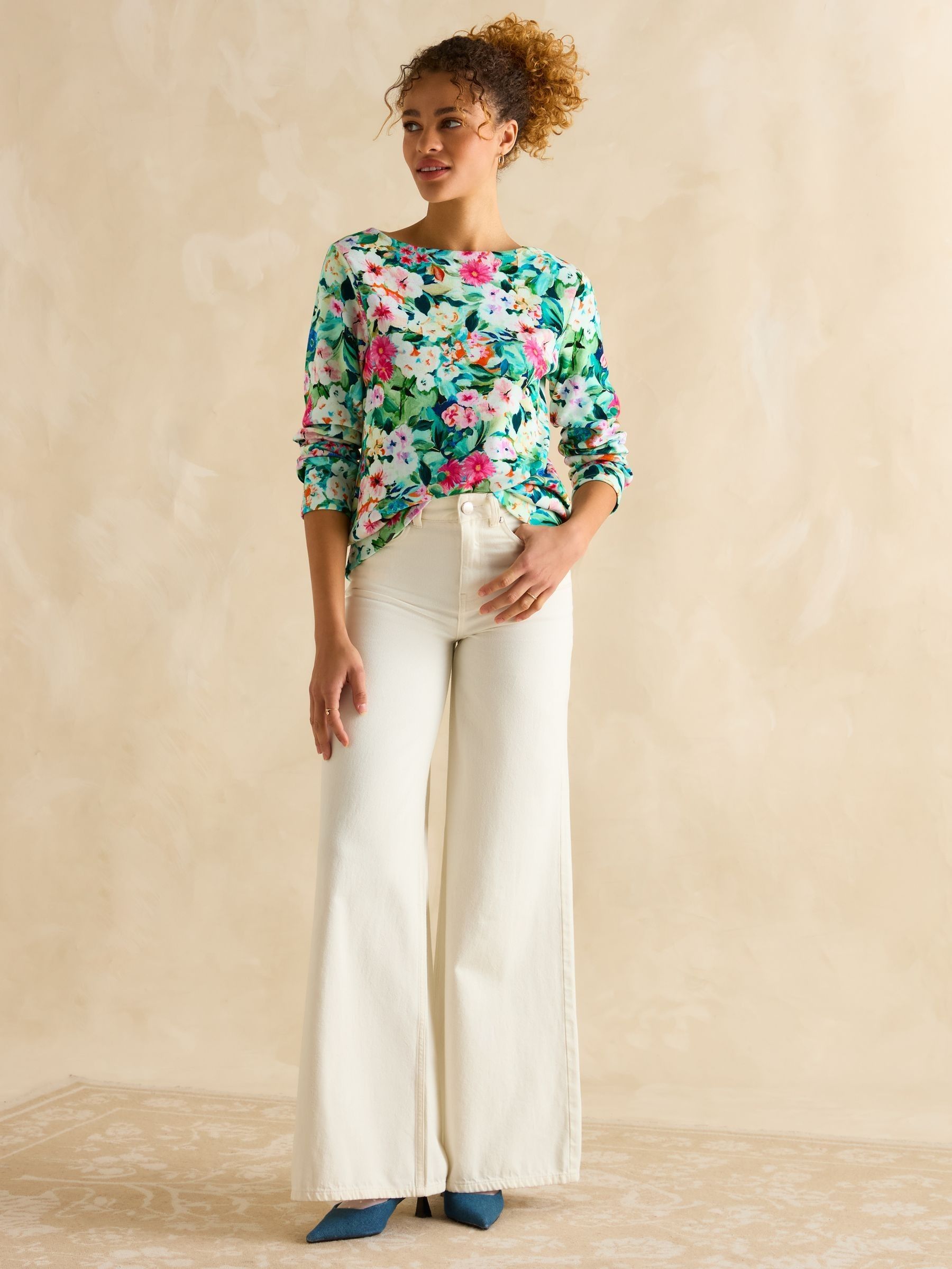 Harbour Multi Floral Boat Neck Printed Top - Image 3 of 7