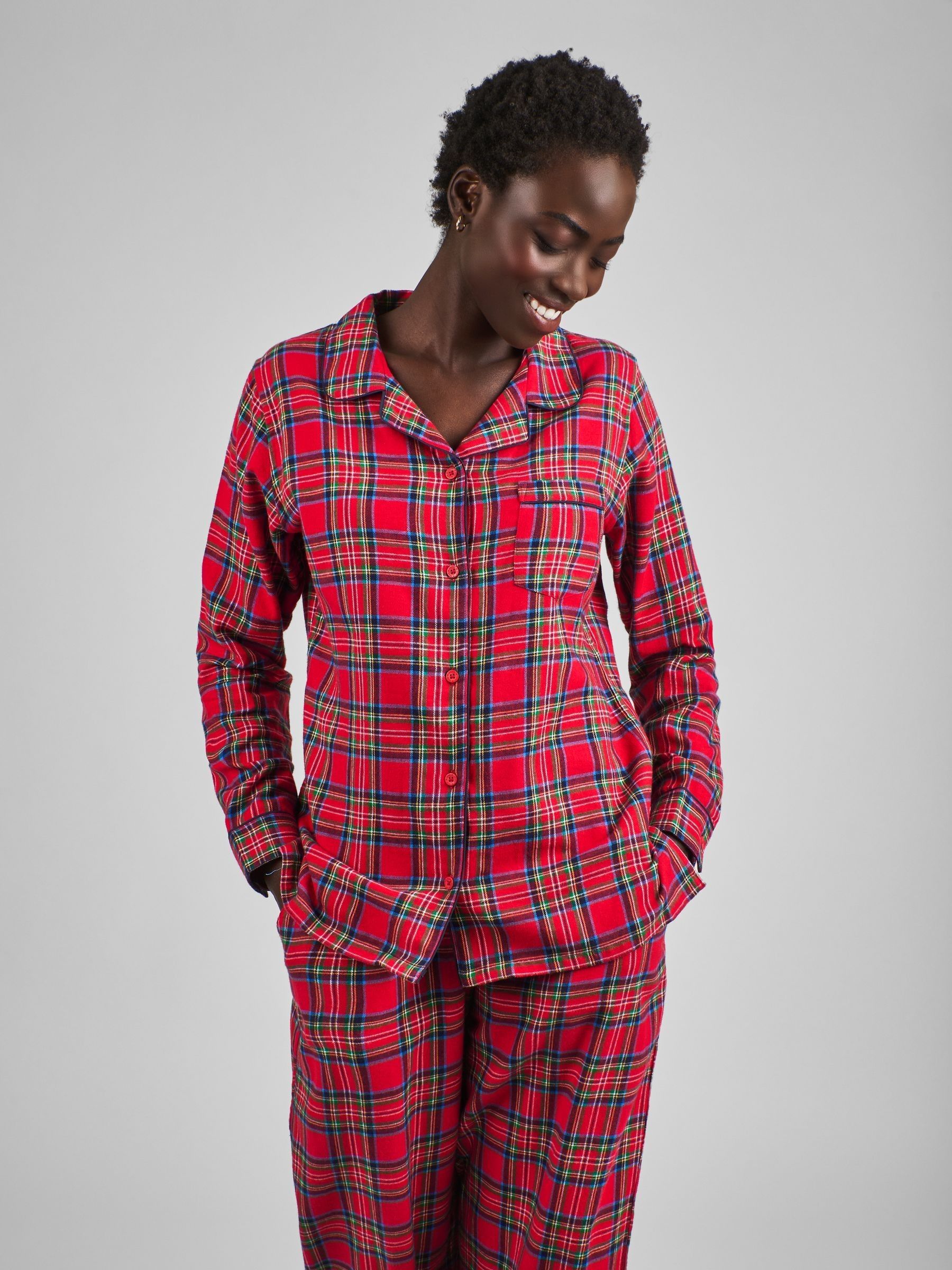 Red Womens Check Woven Pyjamas Set - Image 1 of 4