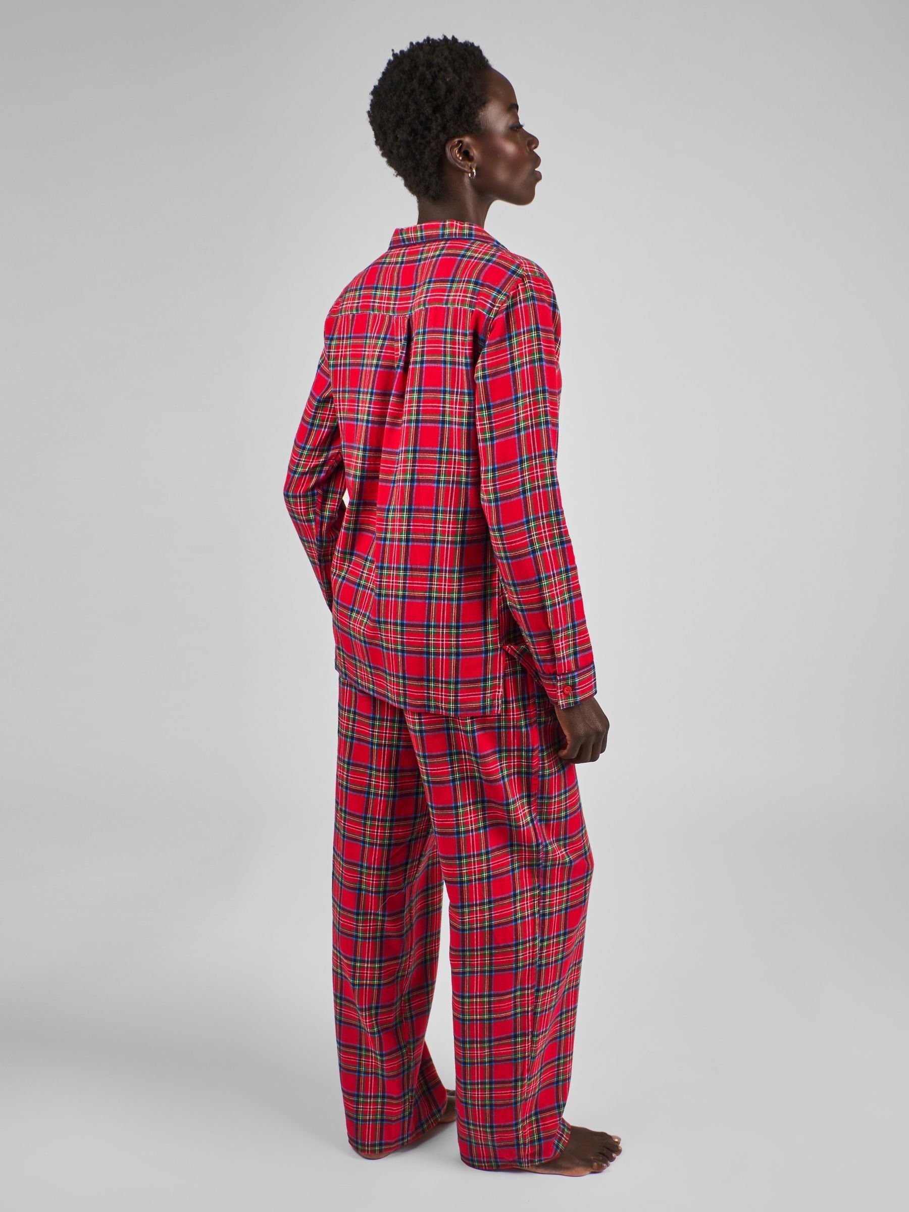 Red Womens Check Woven Pyjamas Set - Image 3 of 4