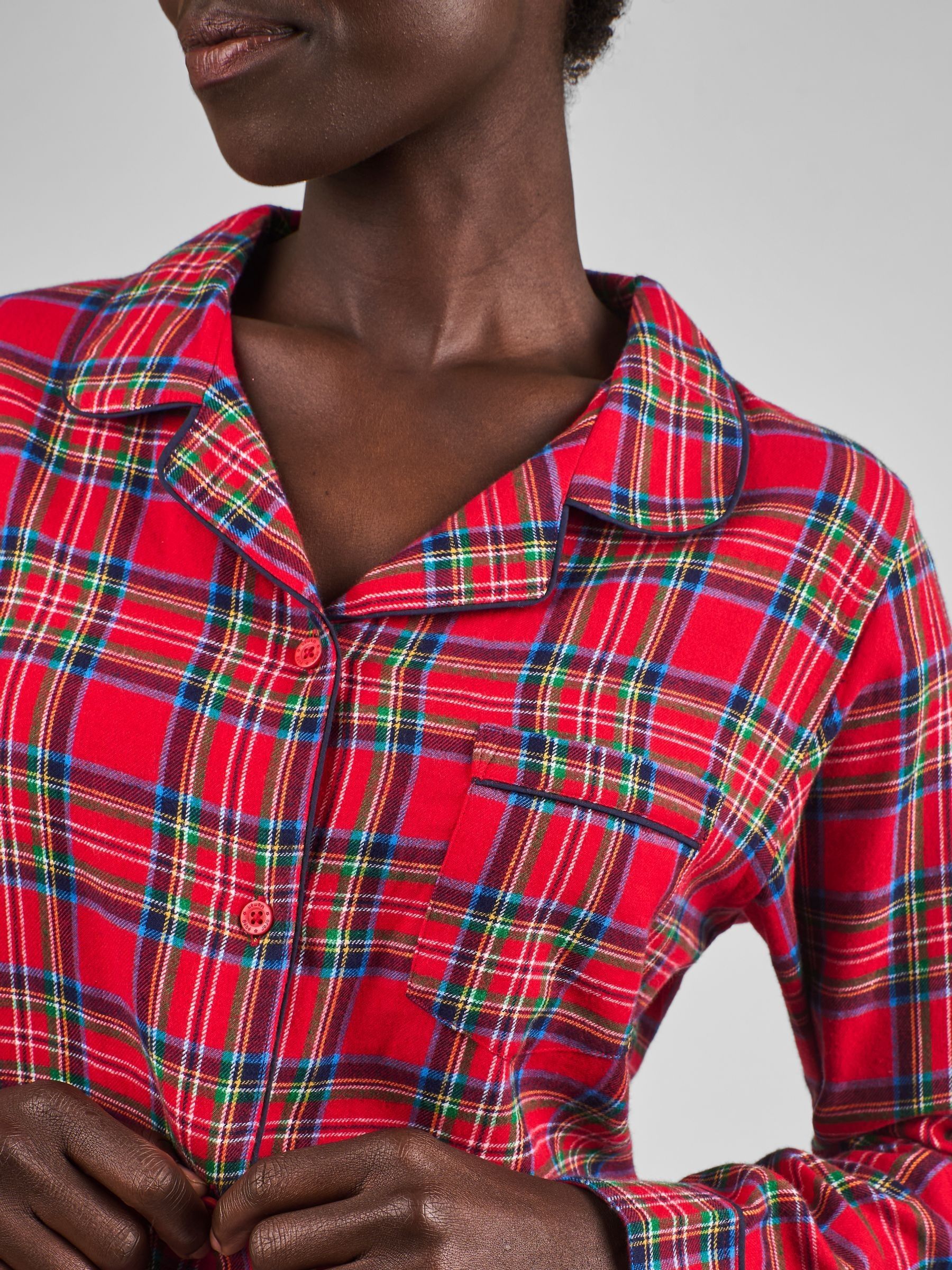 Red Womens Check Woven Pyjamas Set - Image 4 of 4