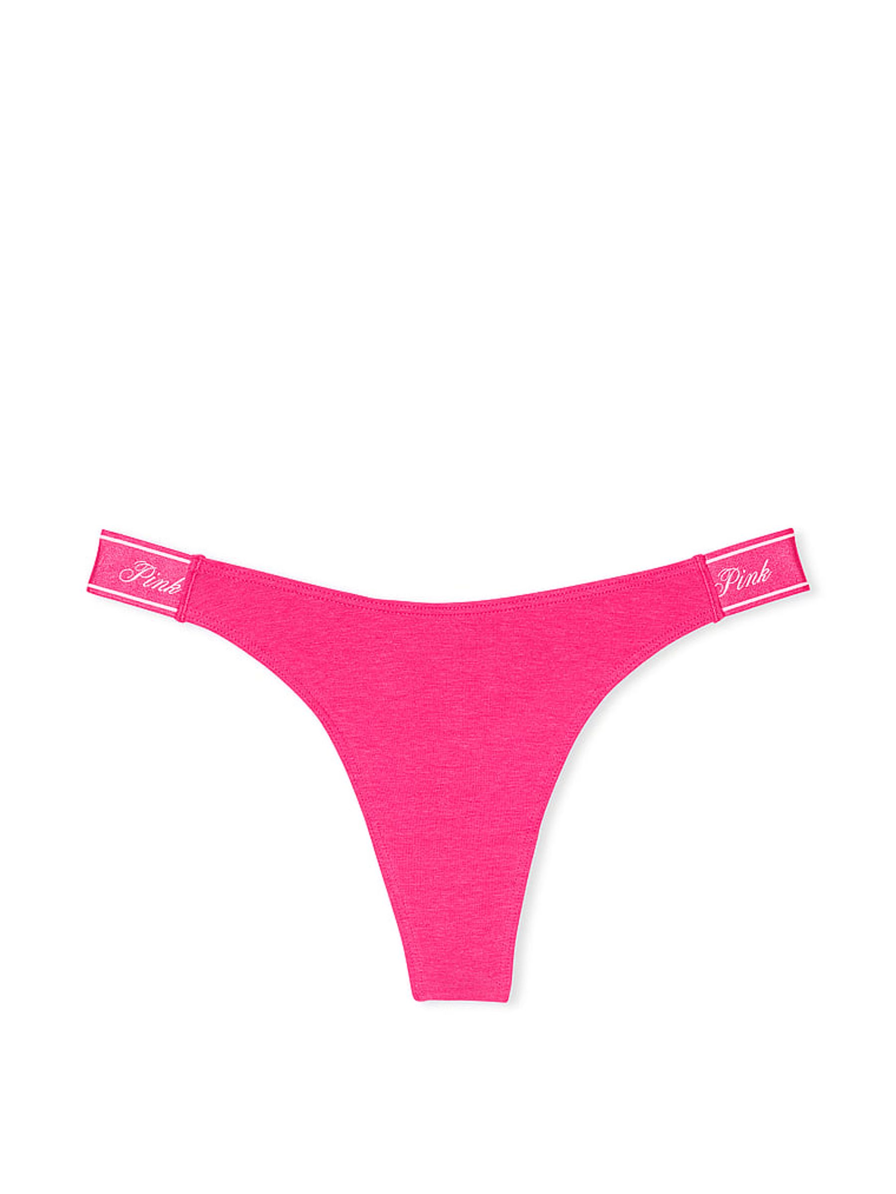 Enchanted Pink Cotton Logo Scoop Thong Knickers - Image 3 of 3