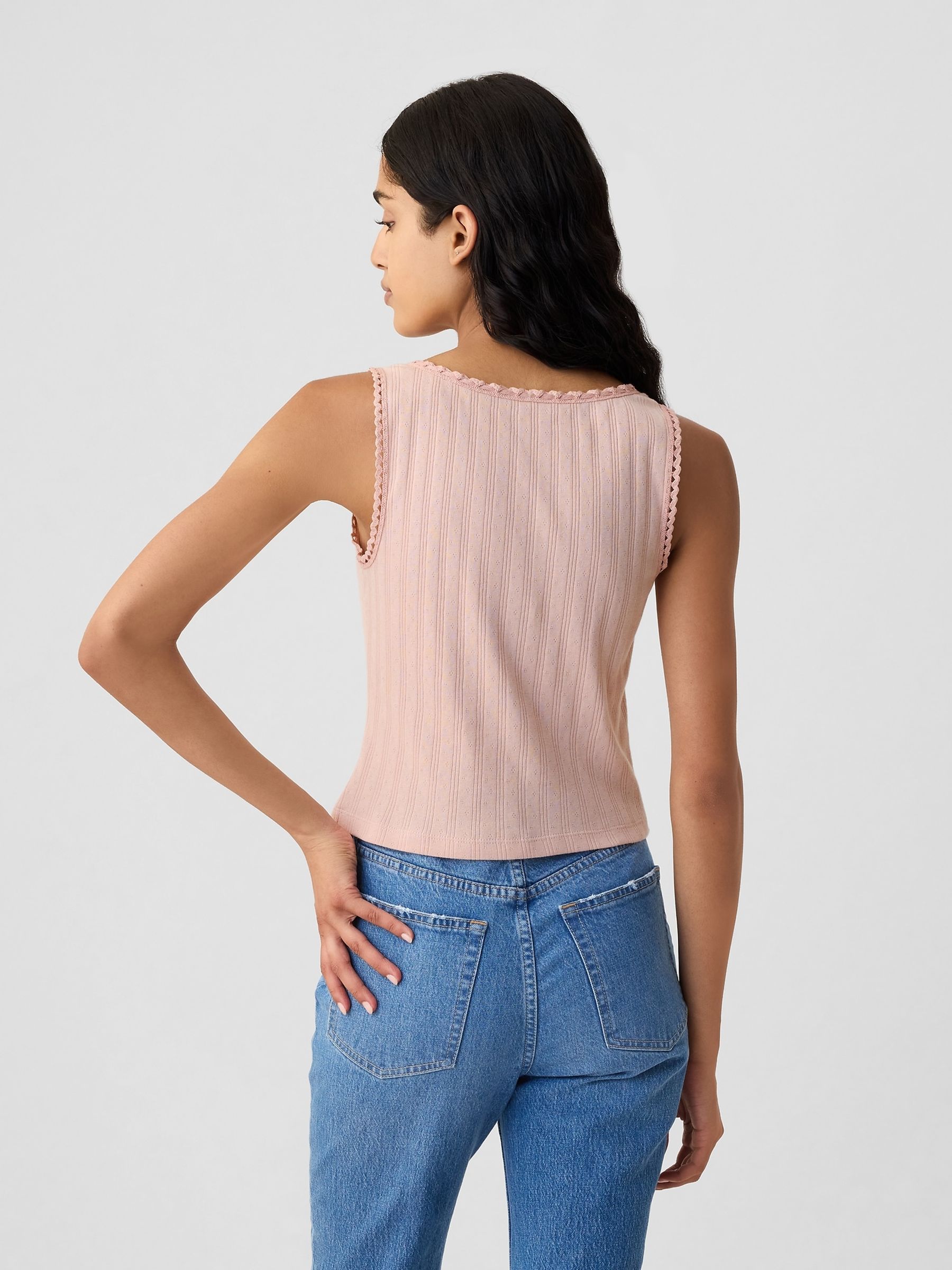 Pink DÔEN Pointelle Sleeveless Vest - Image 2 of 5