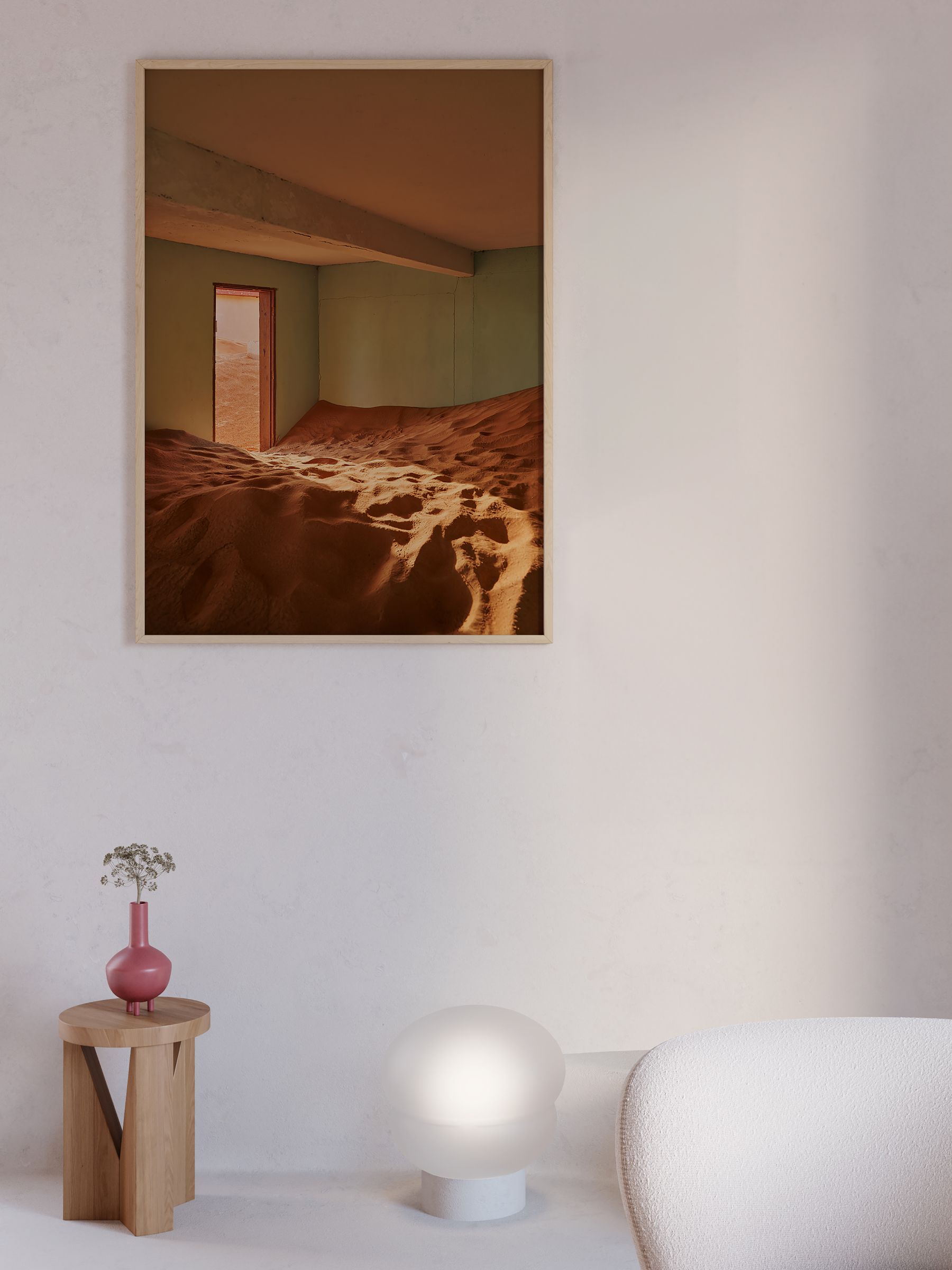 Paper Collective Red Sand Village I Framed Wall Art Print in Natural Oak Frame - Image 3 of 4