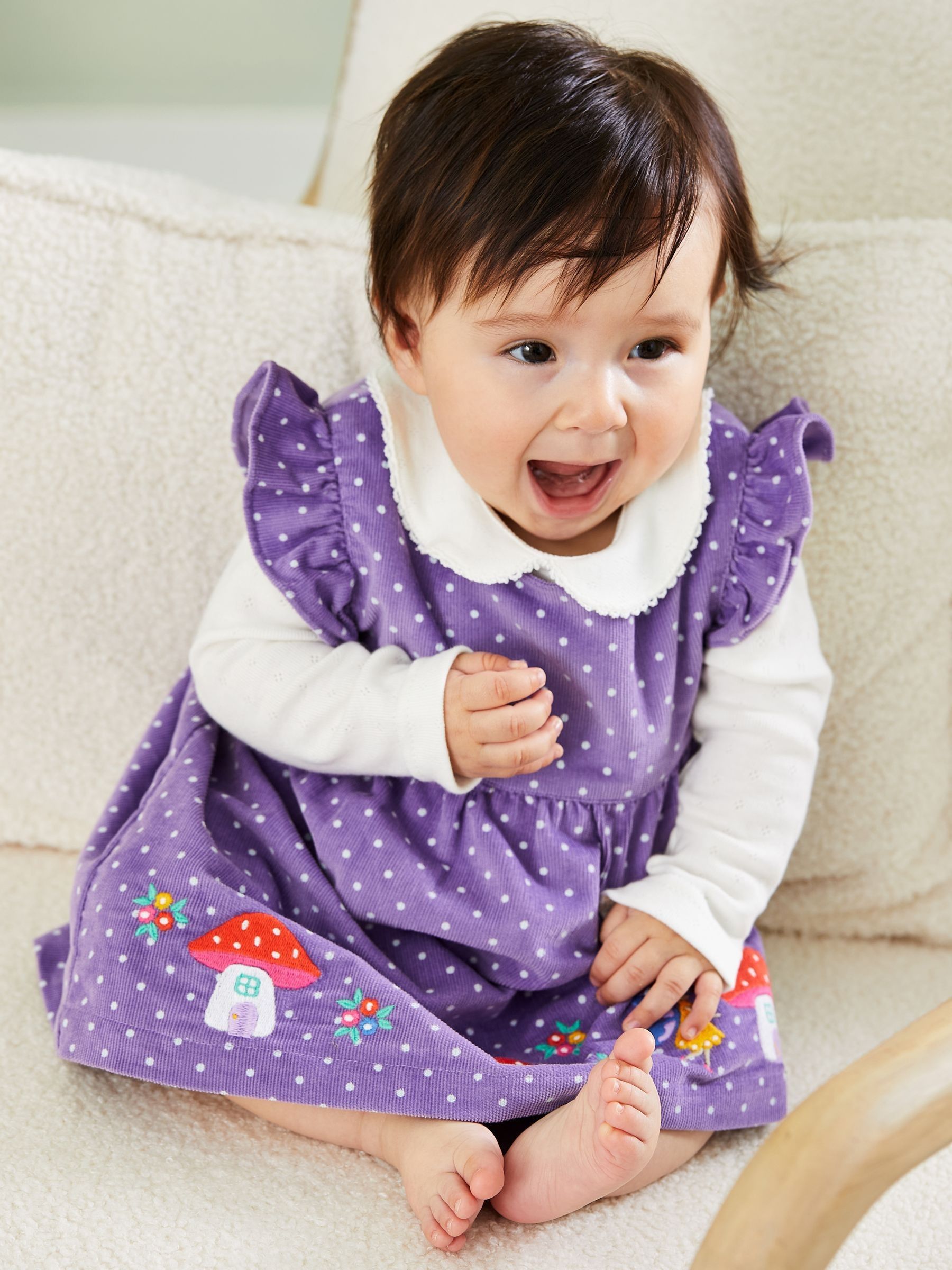 Lilac Purple Fairy Cord Embroidered Baby Dress & Body Set | JoJo Maman Bb
