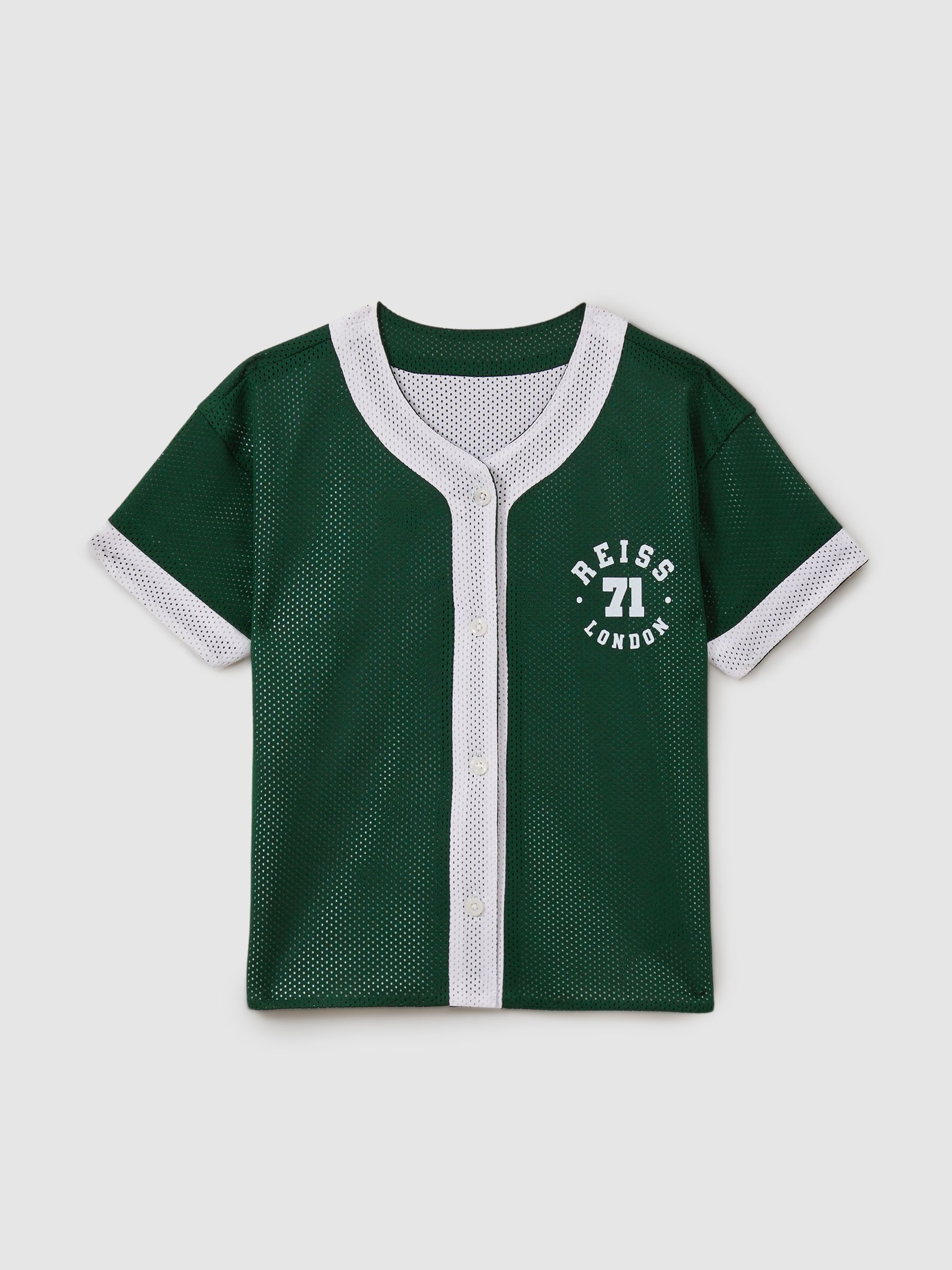 13-14 yrs Airtex Reversible Baseball Shirt in Dark Green/Optic White - Image 1 of 6