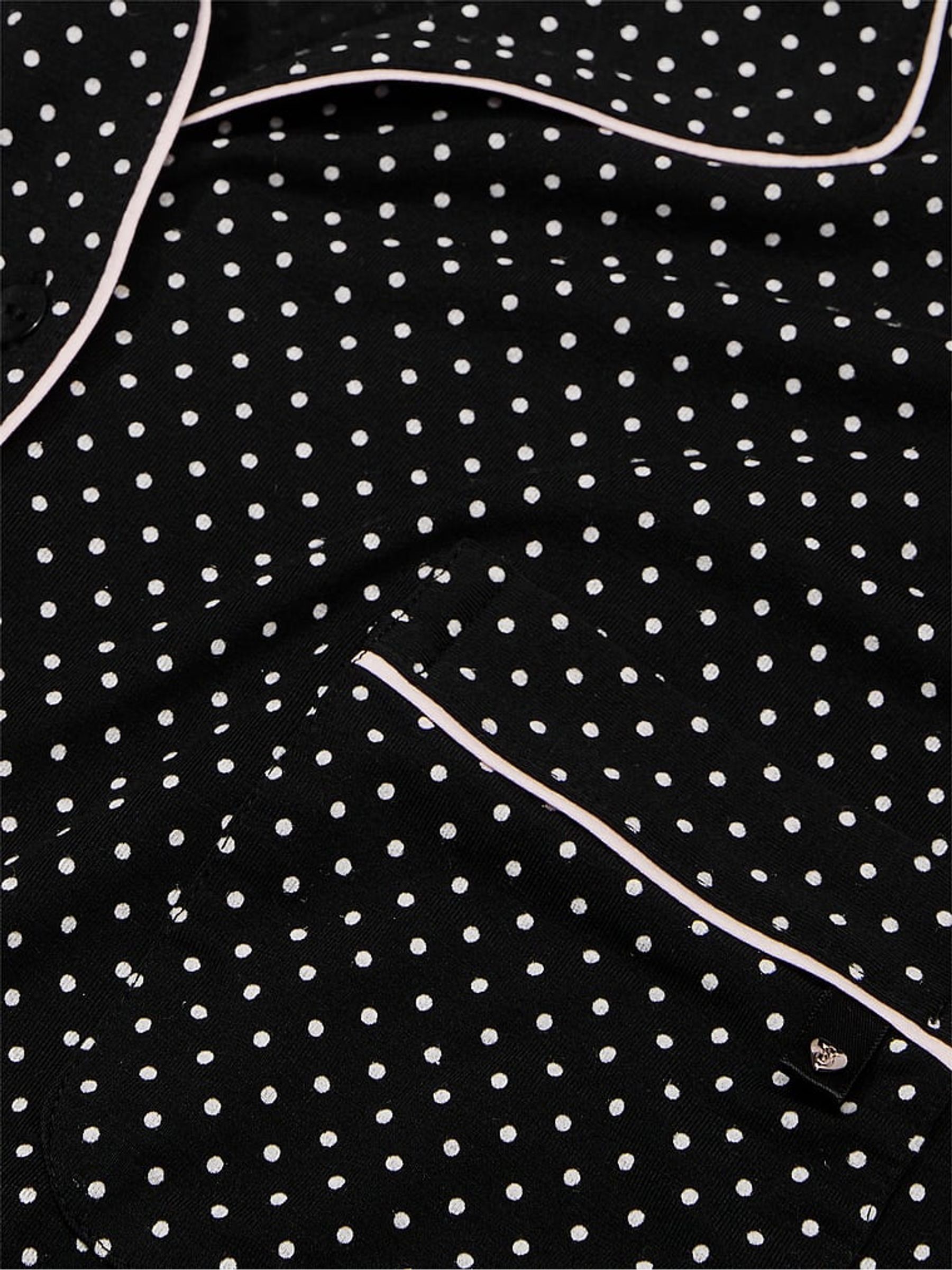 Black Pin Dot Modal Long Pyjama Set - Image 4 of 4