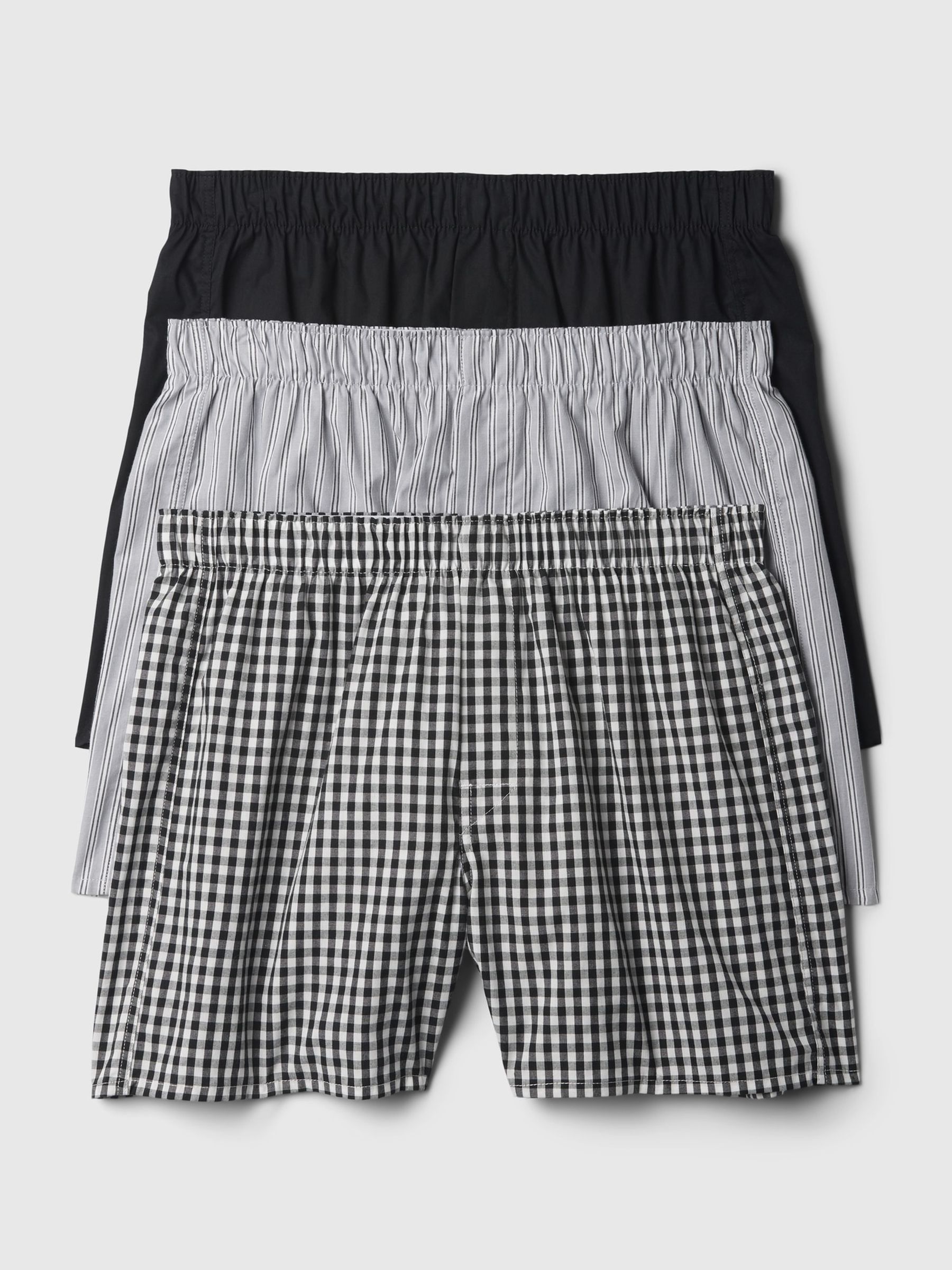 Black/White Print Cotton Blend Boxers 3 Pack - Image 1 of 1
