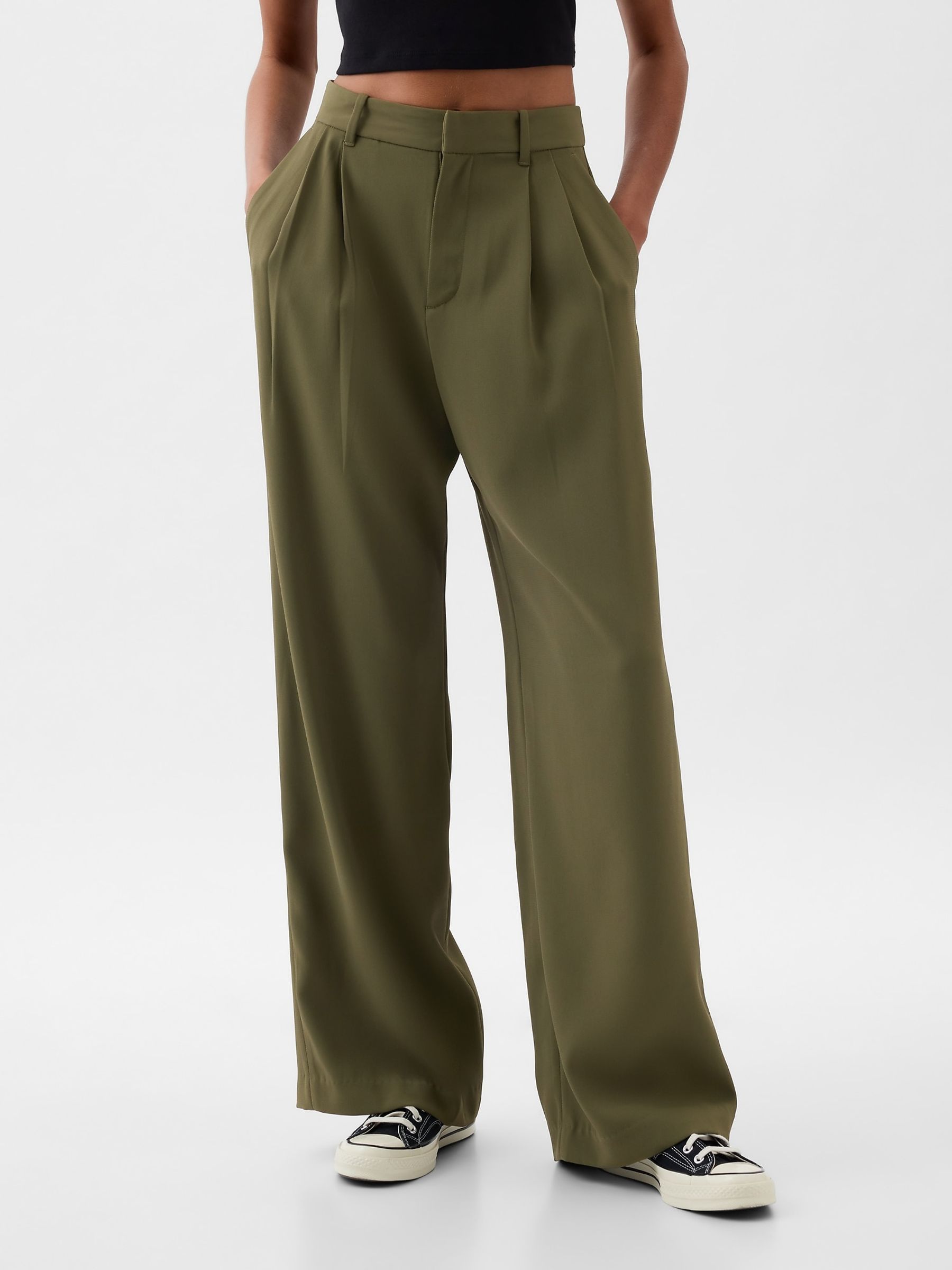 Green 365 High Waisted Pleated Trousers - Image 1 of 5