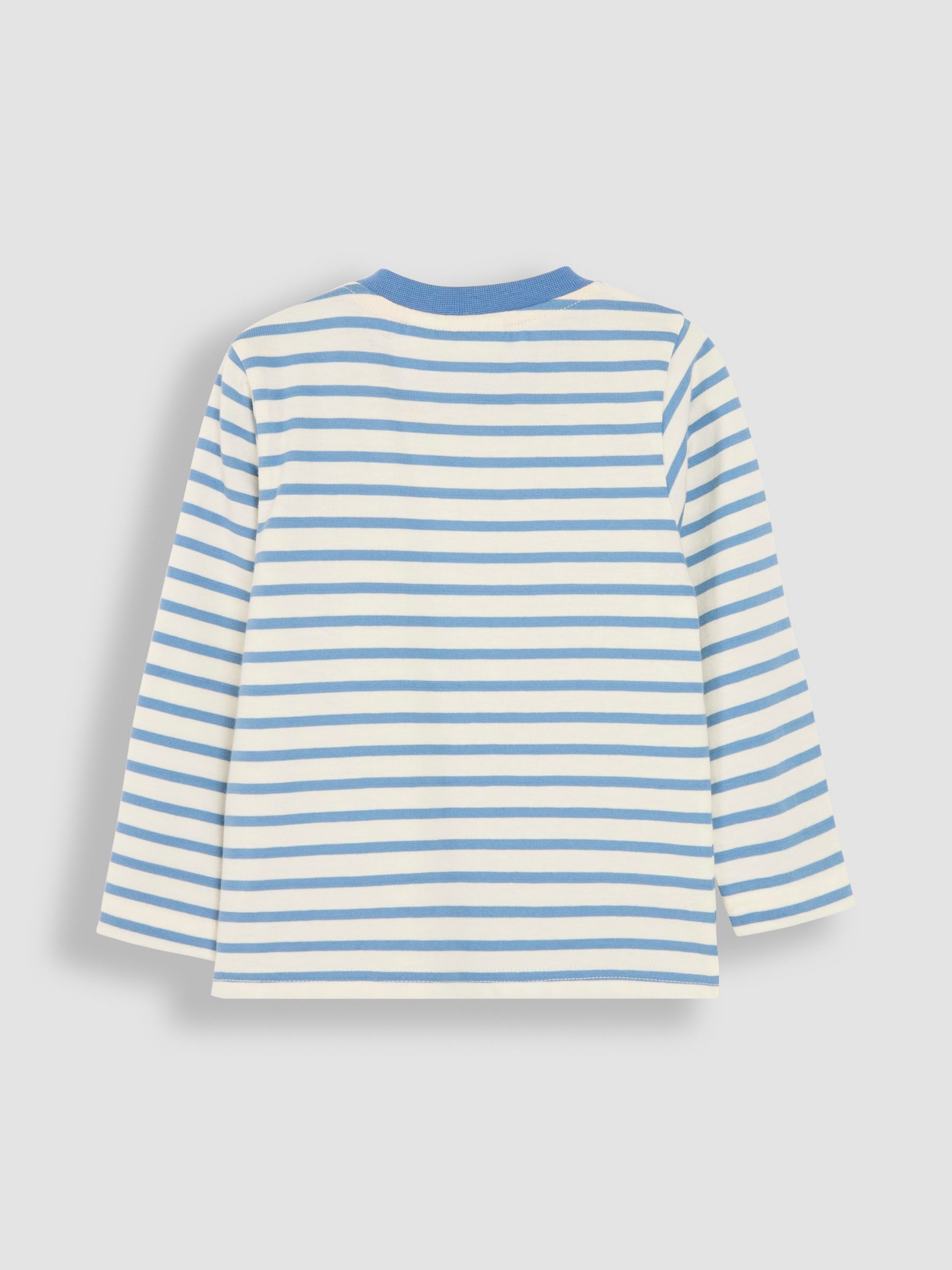 Ecru Denim Blue Stripe Tractor Appliqué Border Top - Image 2 of 3