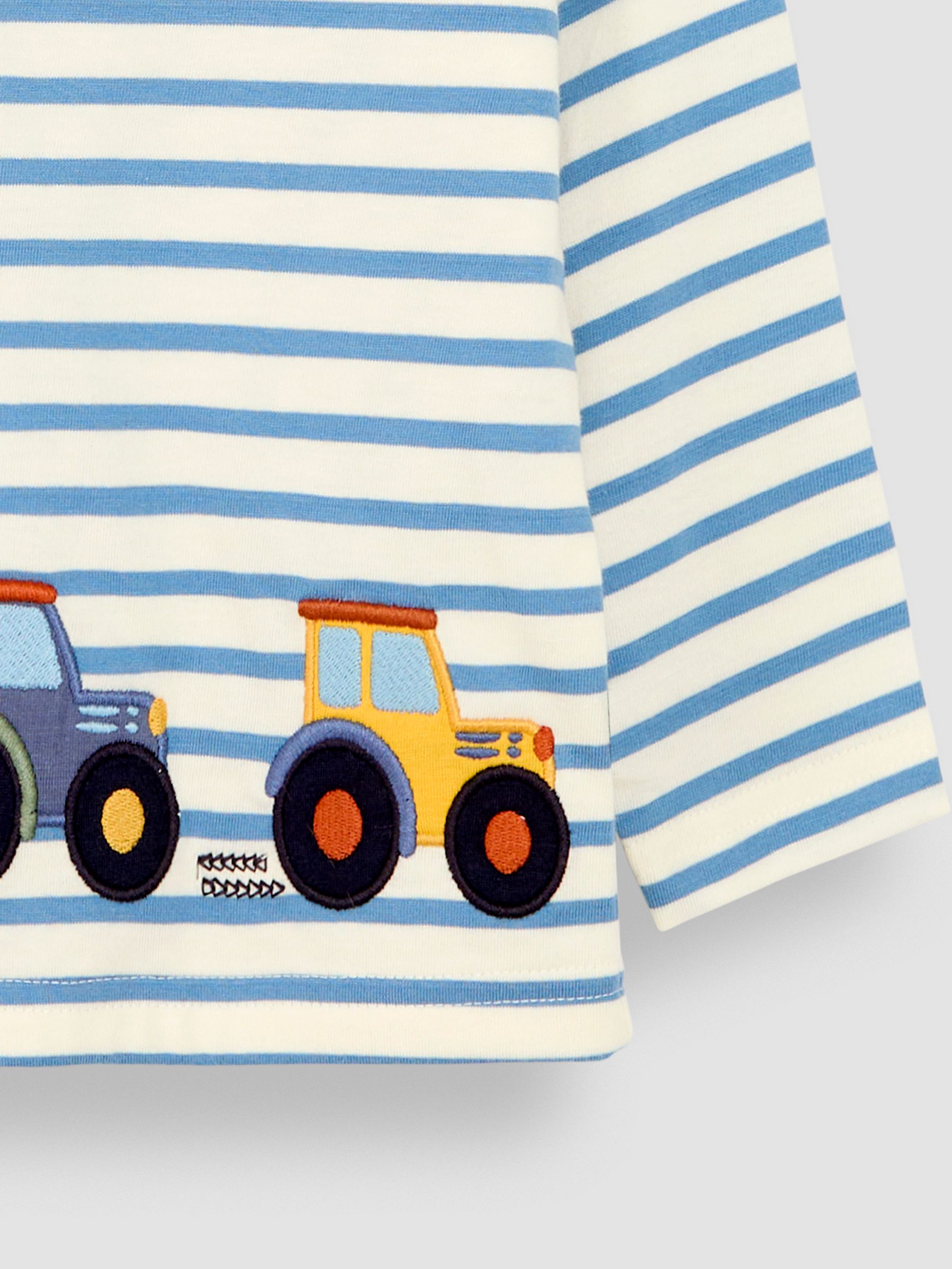 Ecru Denim Blue Stripe Tractor Appliqué Border Top - Image 3 of 3