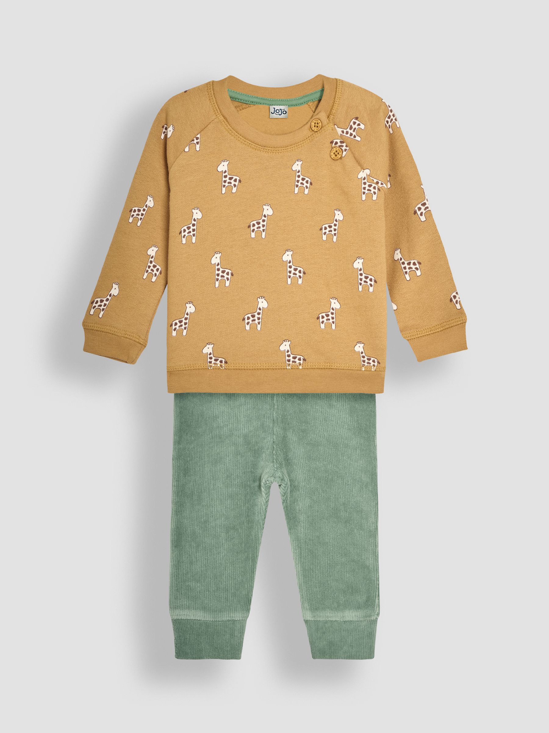 Mustard Baby Giraffe Sweatshirt And Cosy Trousers Set - Image 1 of 9