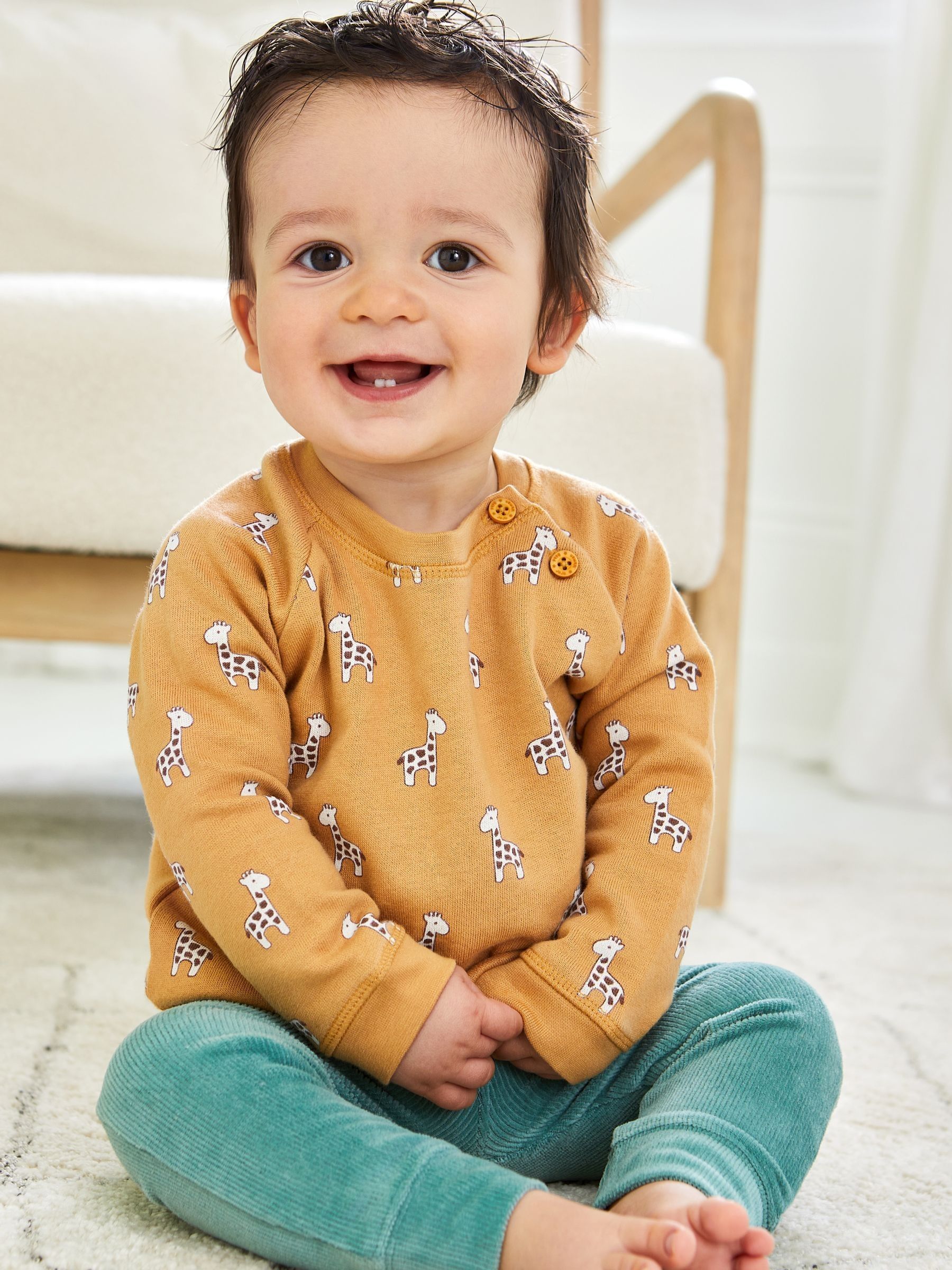 Mustard Baby Giraffe Sweatshirt And Cosy Trousers Set - Image 7 of 9
