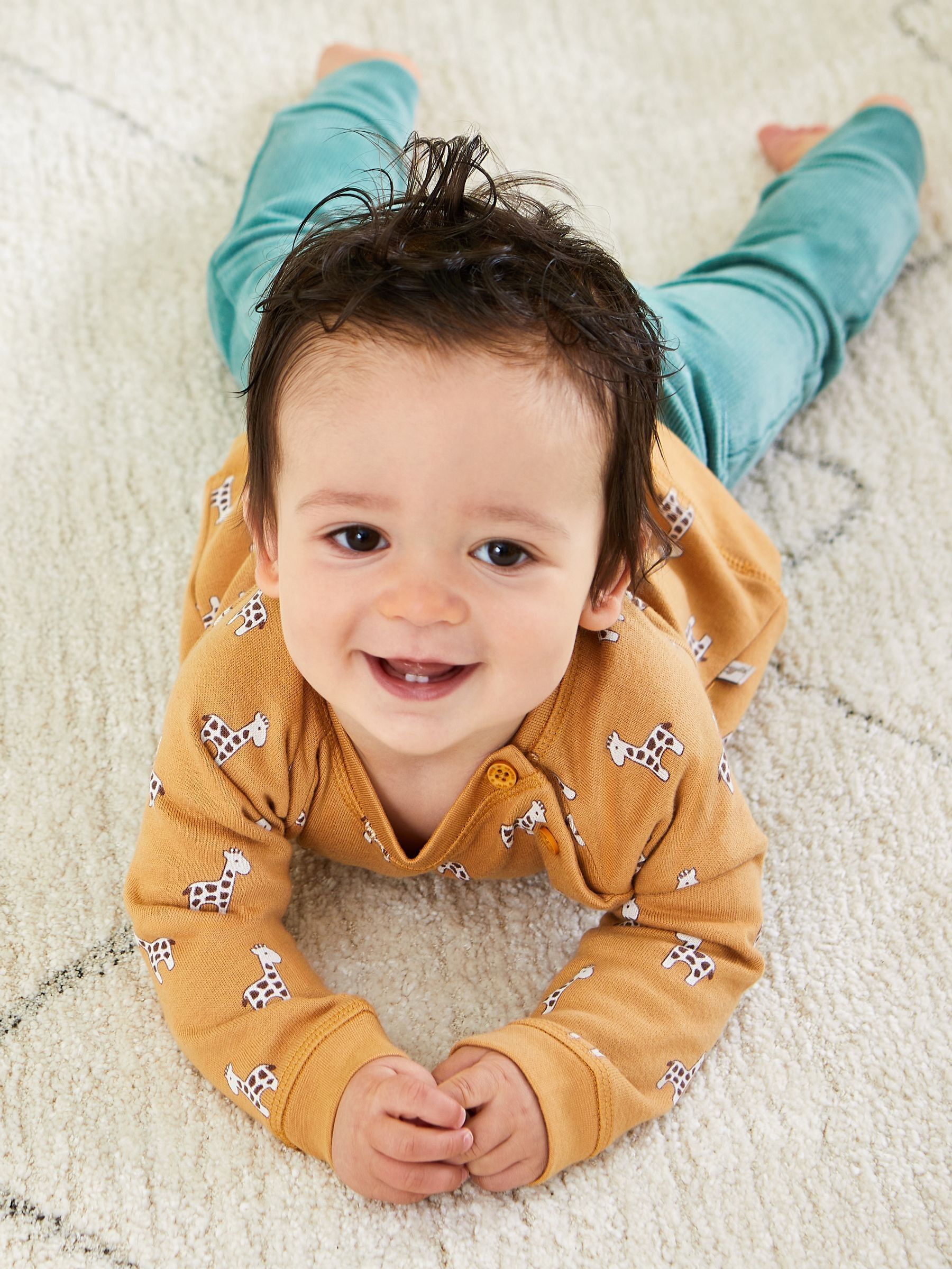 Mustard Baby Giraffe Sweatshirt And Cosy Trousers Set - Image 8 of 9