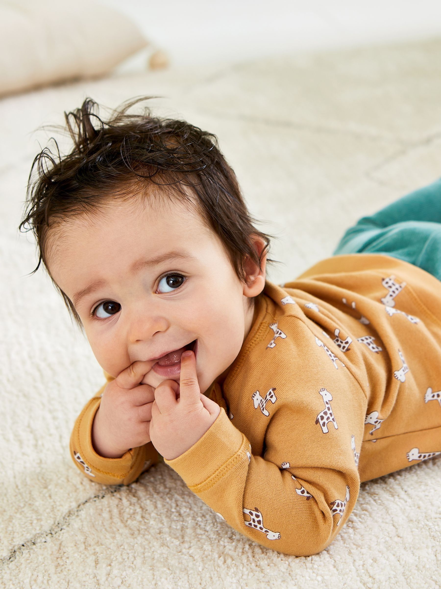 Mustard Baby Giraffe Sweatshirt And Cosy Trousers Set - Image 9 of 9