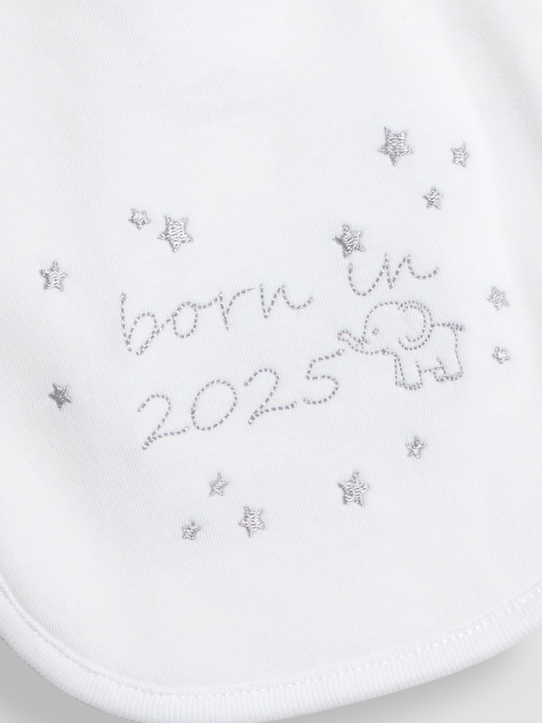 White Born In 2025 Embroidered Bib - Image 3 of 3