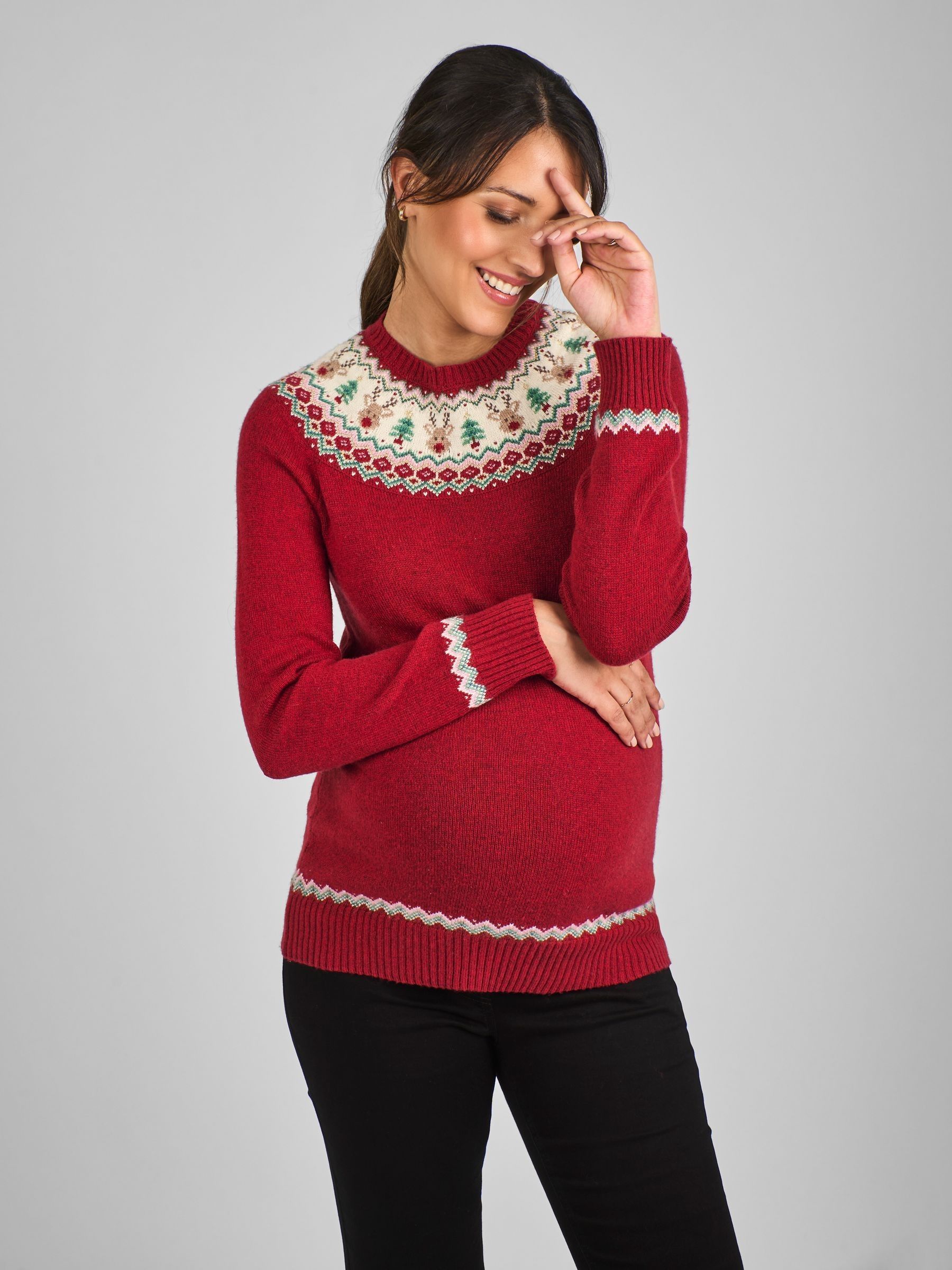 Red Reindeer Fair Isle Pattern Jumper - Image 1 of 4