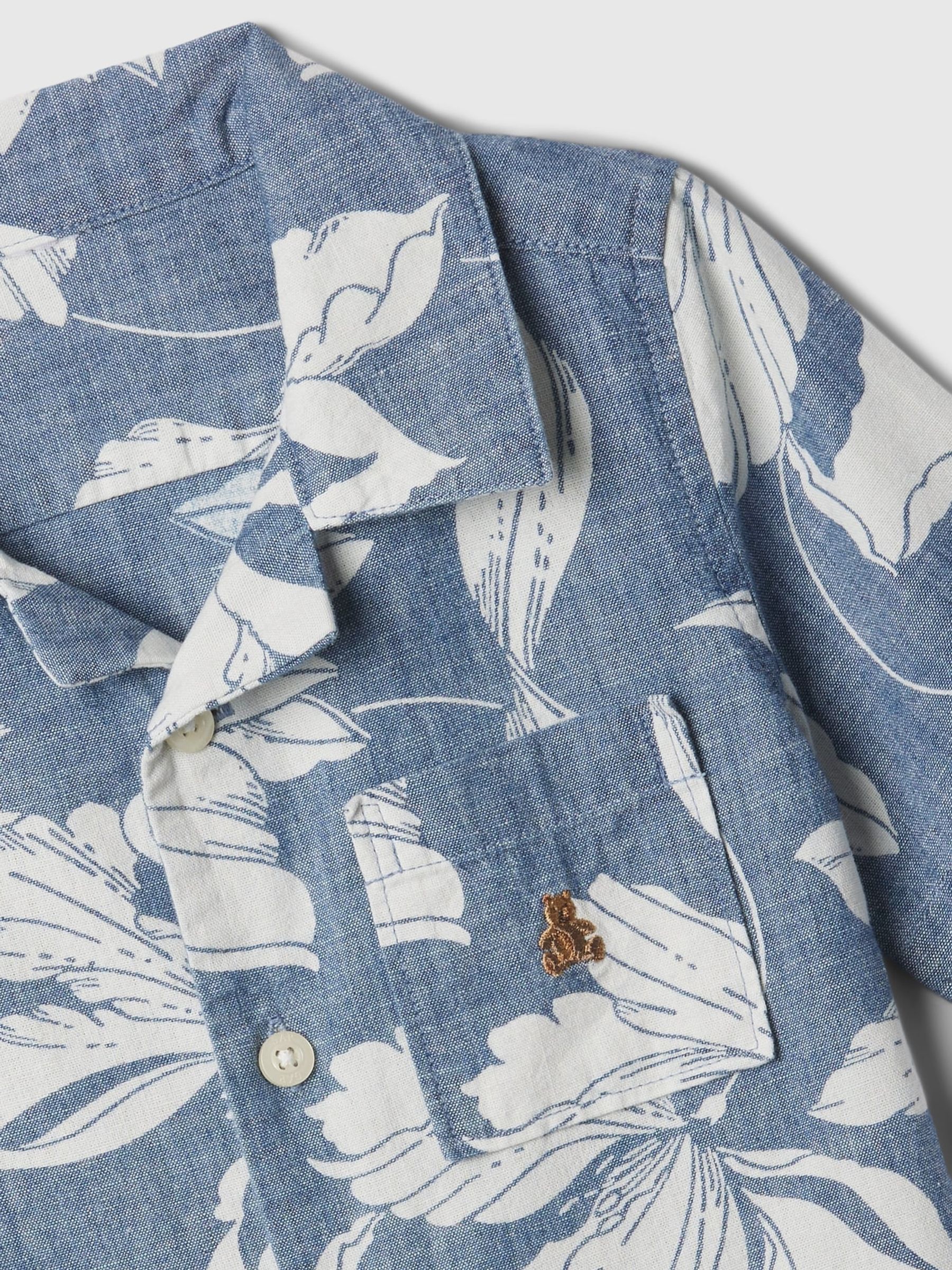Blue Brannan Bear Short Sleeve Print Baby Oxford Shirt (12mths-5yrs) - Image 3 of 3