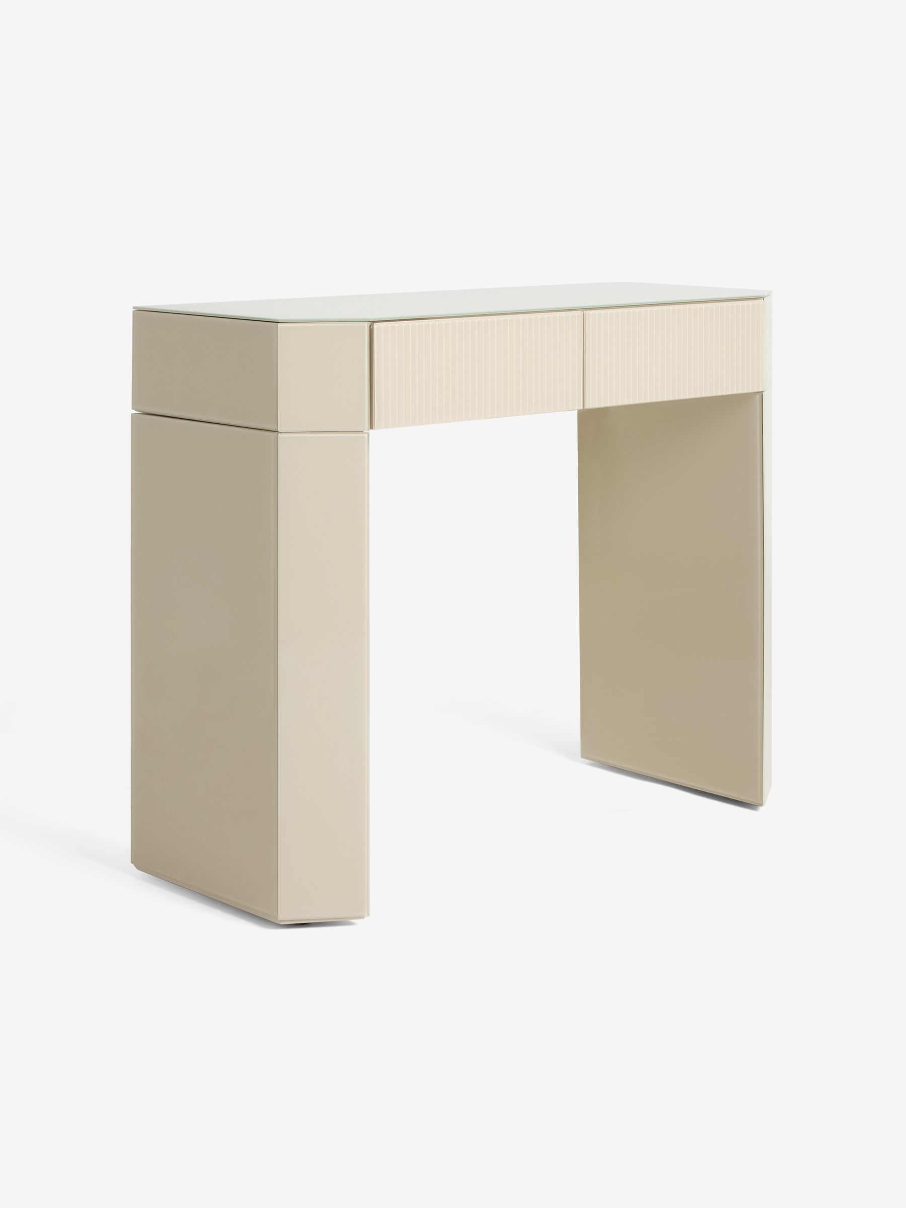 Eleni Dressing Table in Ecru White Glass - Image 6 of 6