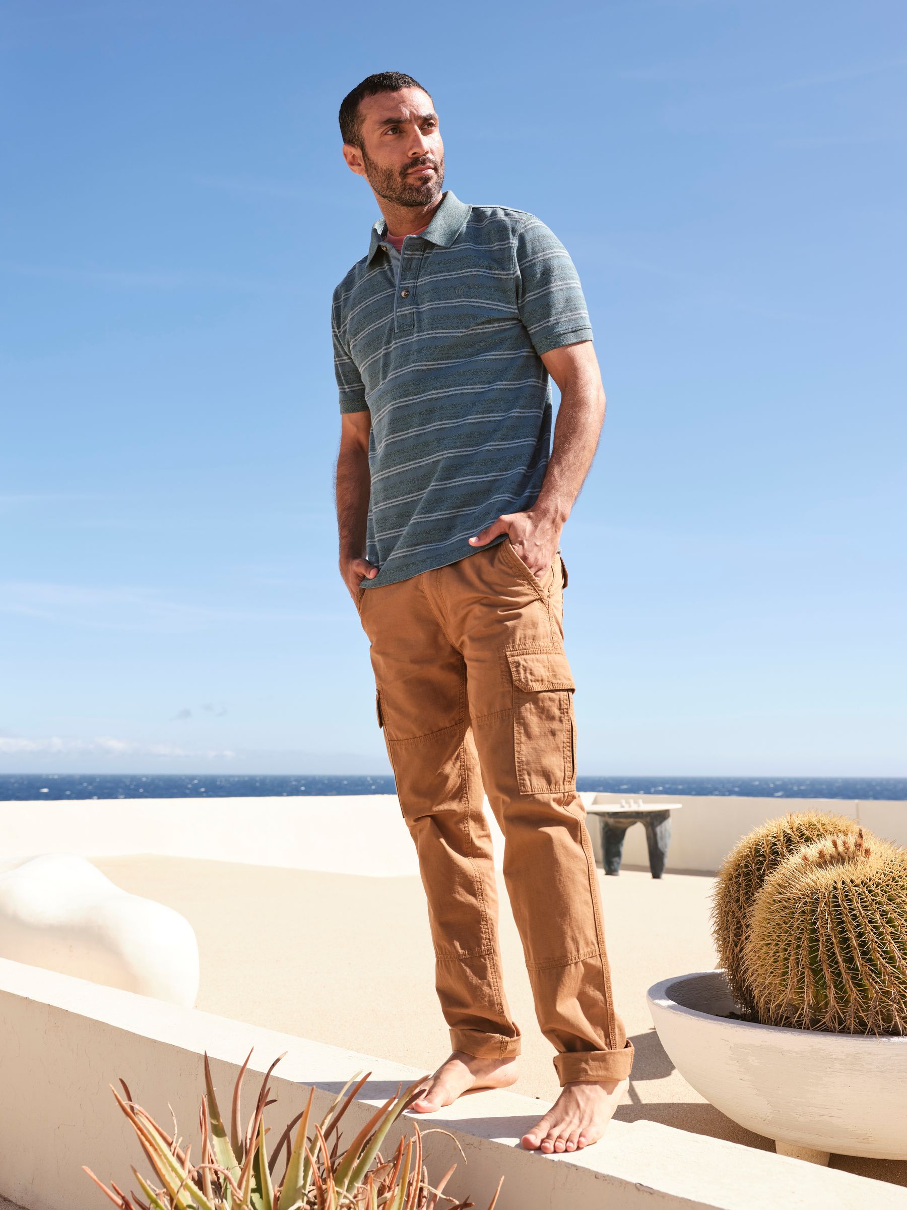 Blue Stripe Pique Polo Shirt - Image 1 of 8