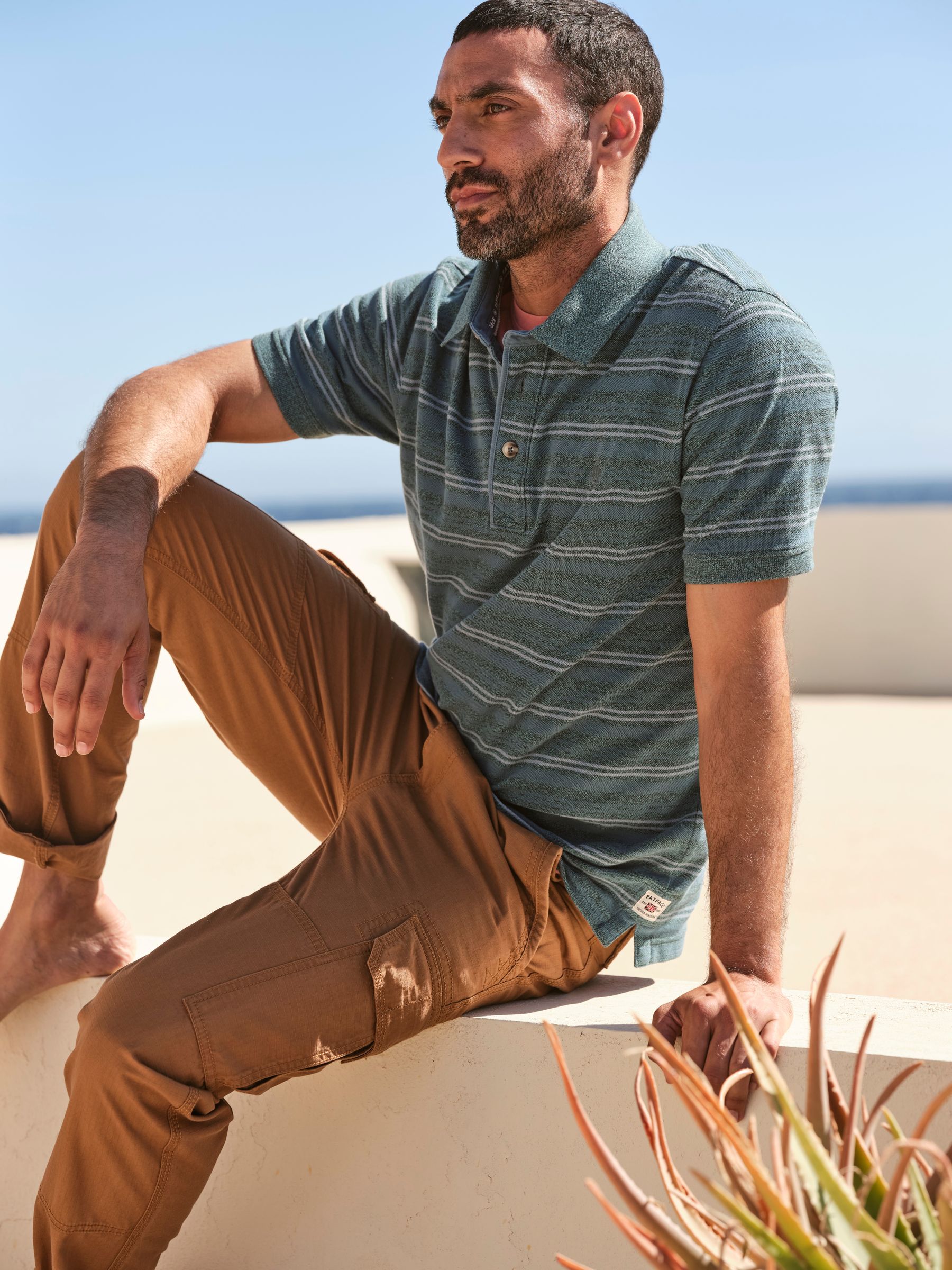 Blue Stripe Pique Polo Shirt - Image 3 of 8