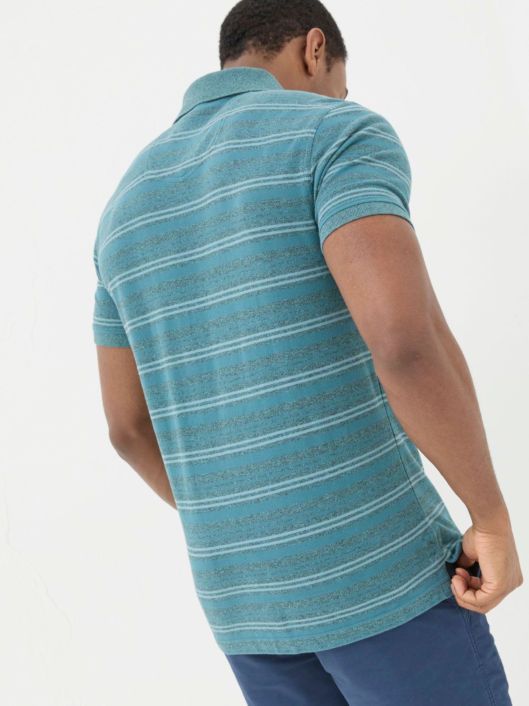 Blue Stripe Pique Polo Shirt - Image 5 of 8